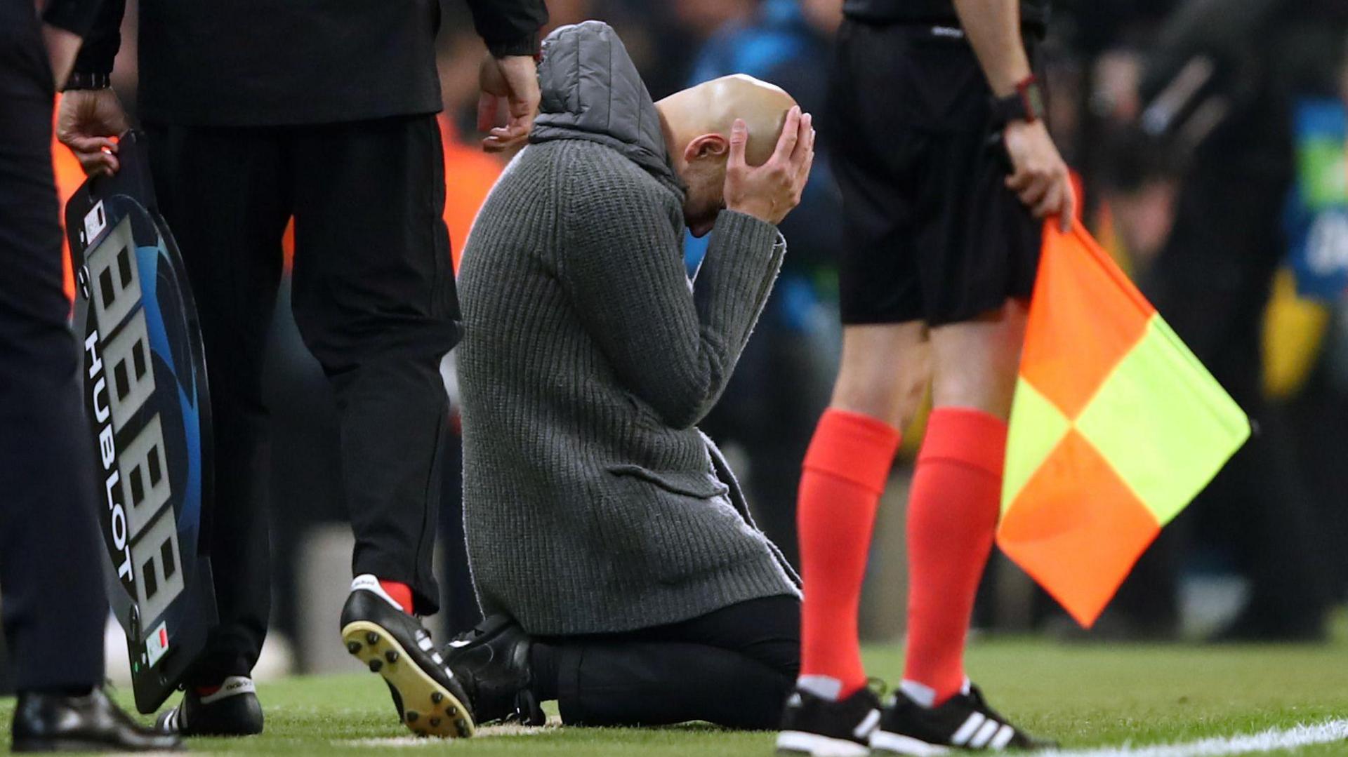 Pep Guardiola sinks to knees after Tottenham progress over Manchester City in 2018-19 Champions League