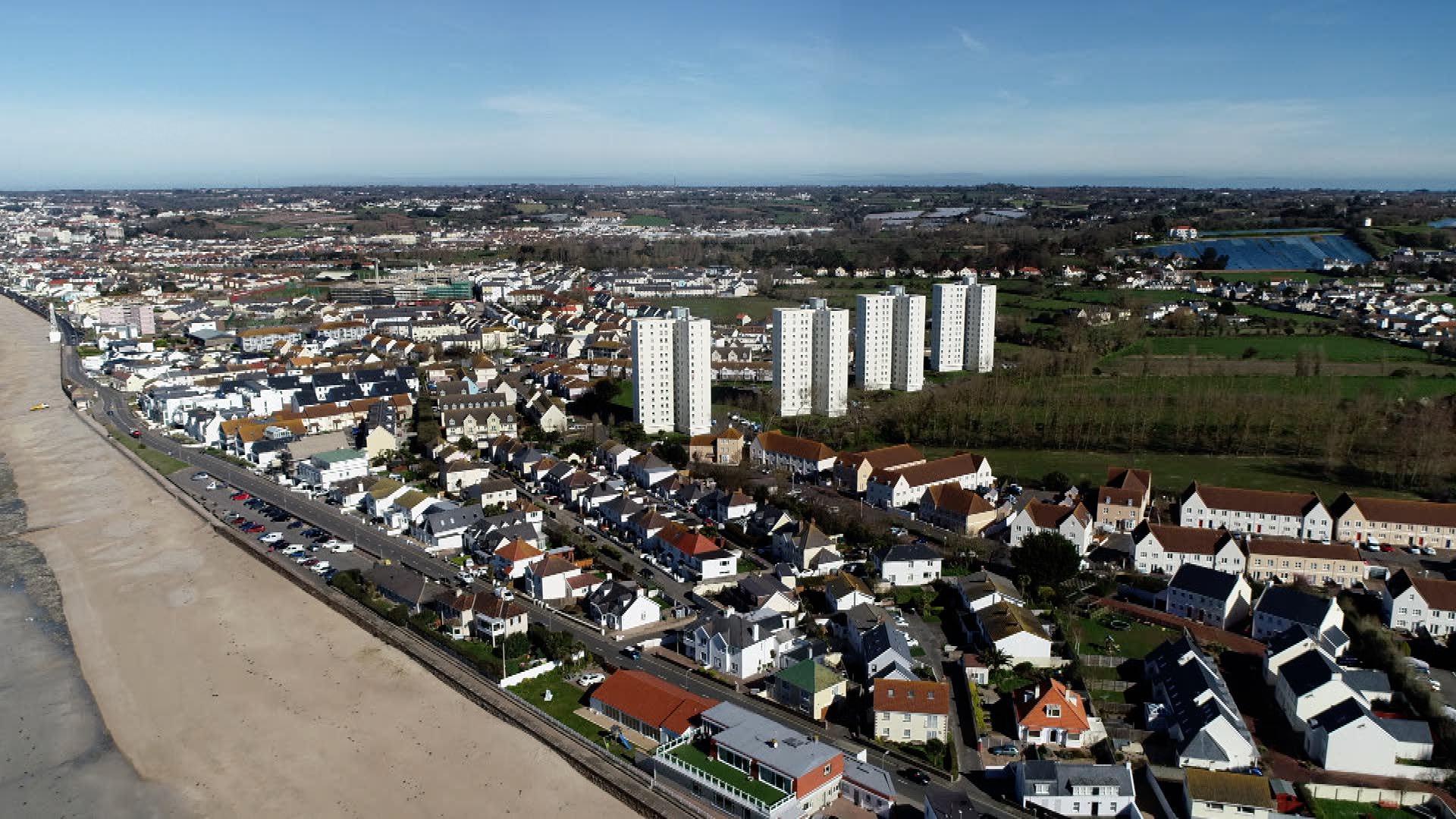 Housing in Jersey in St Clement aerial