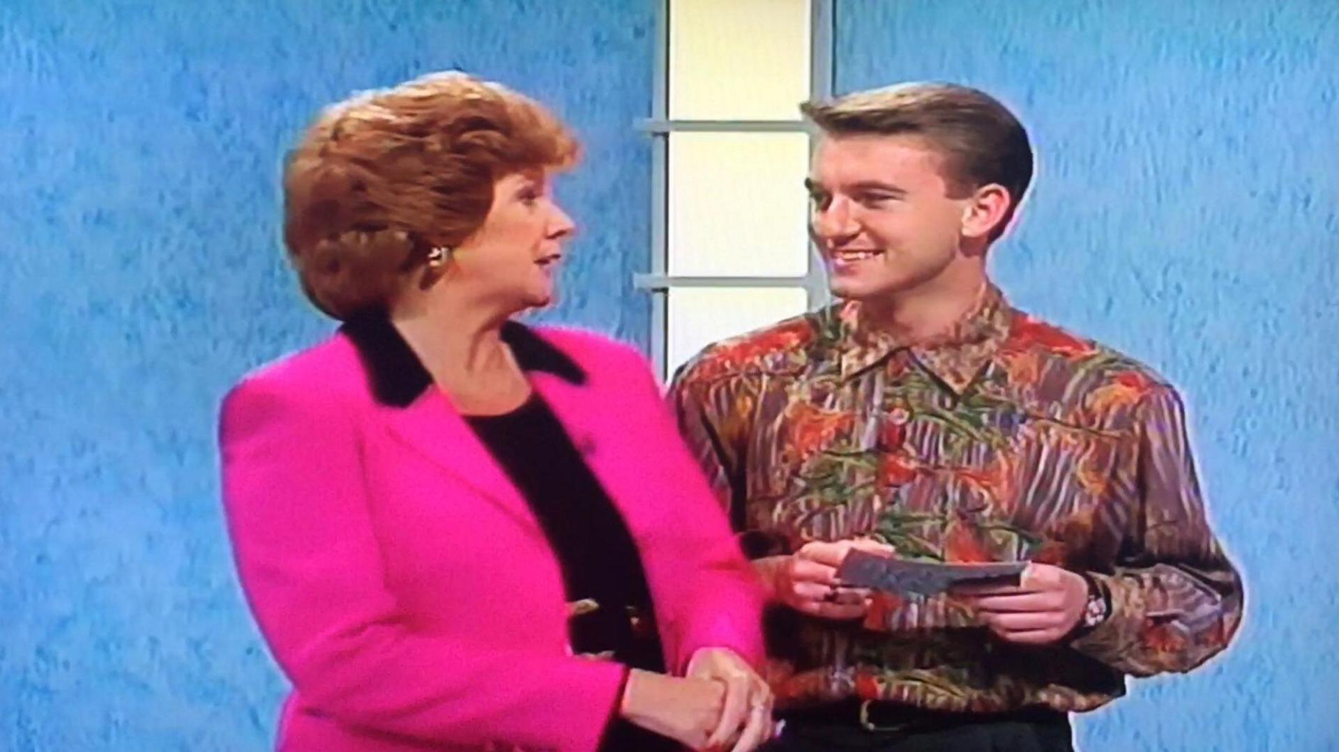 A screengrab of Cilla Black and Howard Griffiths on Blind Date when the episode first aired.