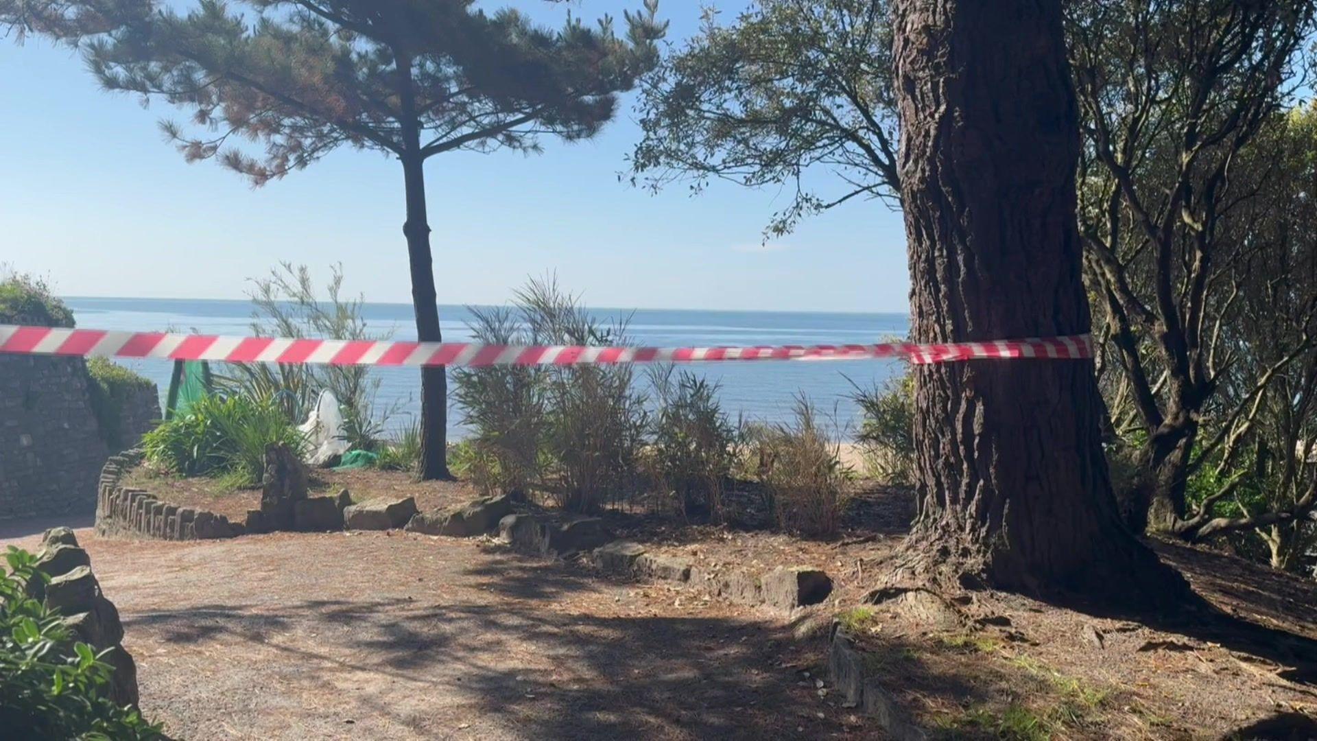 Police cordon near Durley Chine Beach