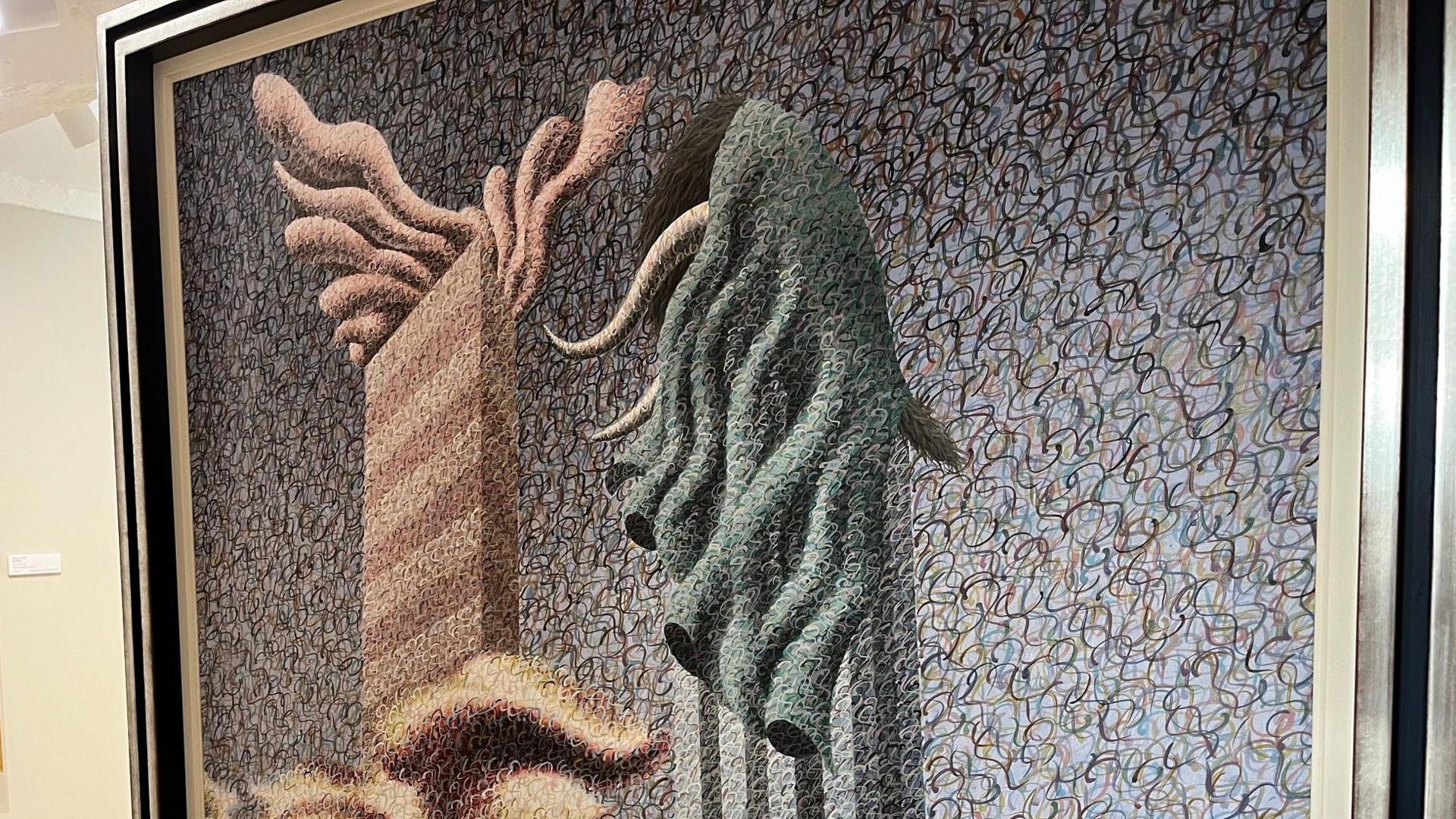 Surrealist Henry Orlik painting of two skyscrapers, looking a little like they starting to melt