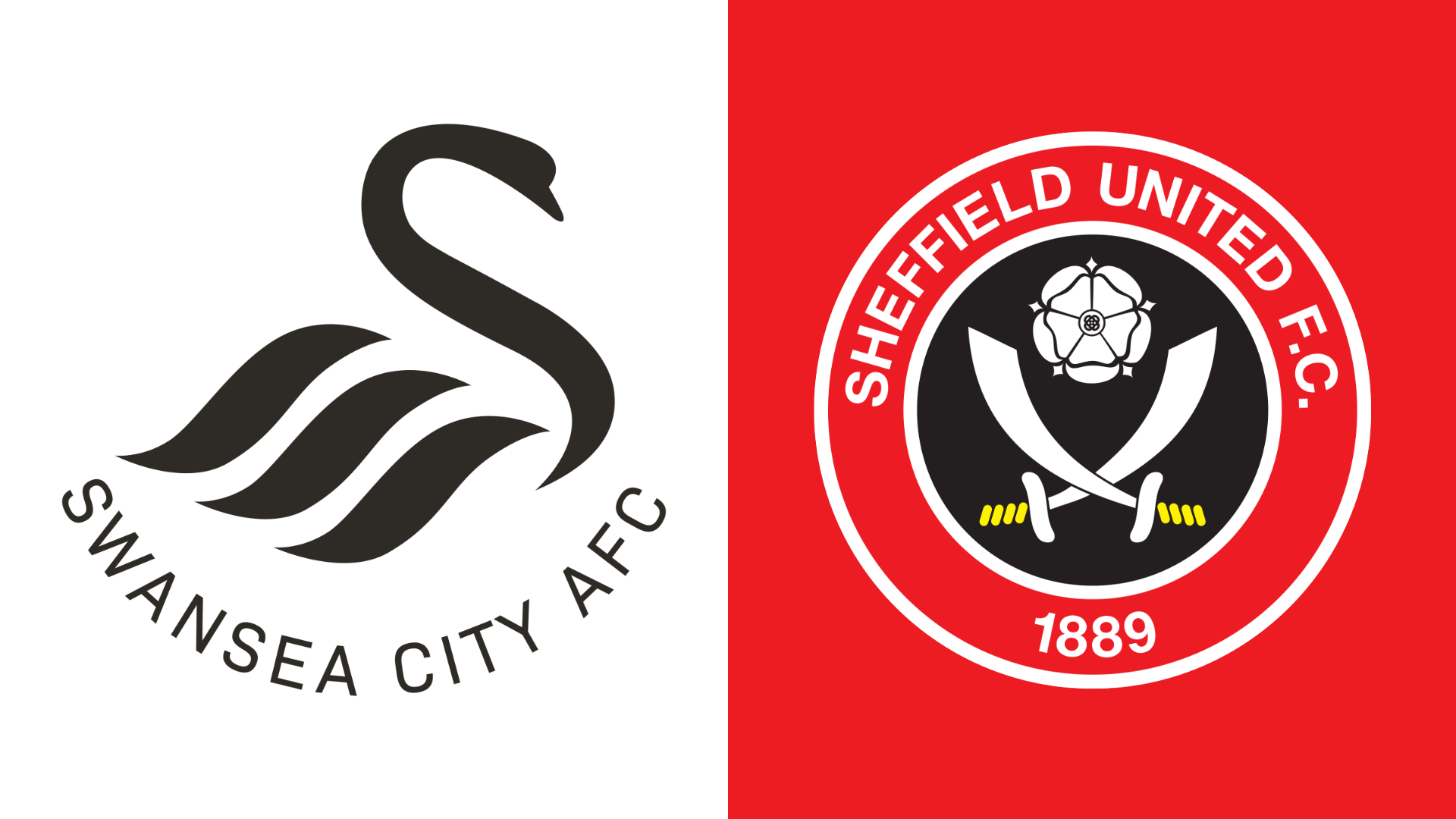 The club crests of Swansea City and Sheffield United side by side