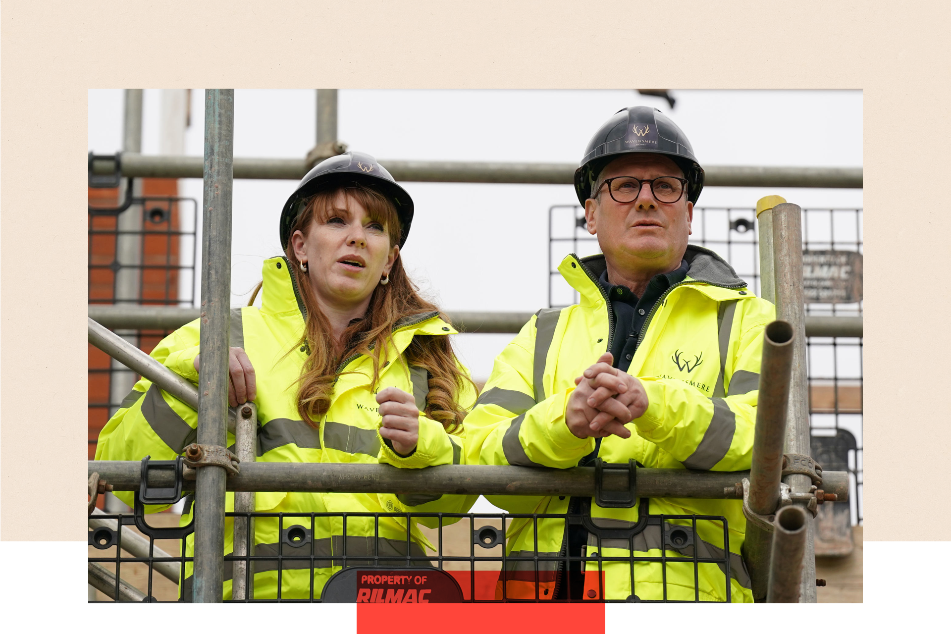 Housing Minister Angela Rayner and Prime Minister Sir Keir Starmer on a building site