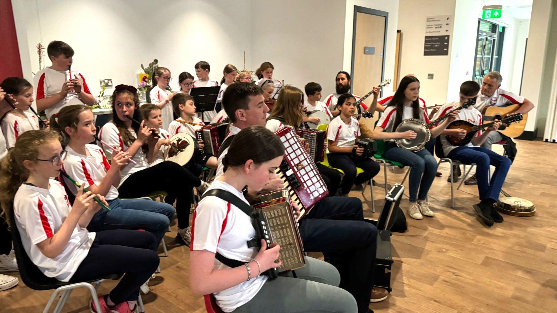 Irish traditional music was also played alongside the pipe band at the event in Pomeroy