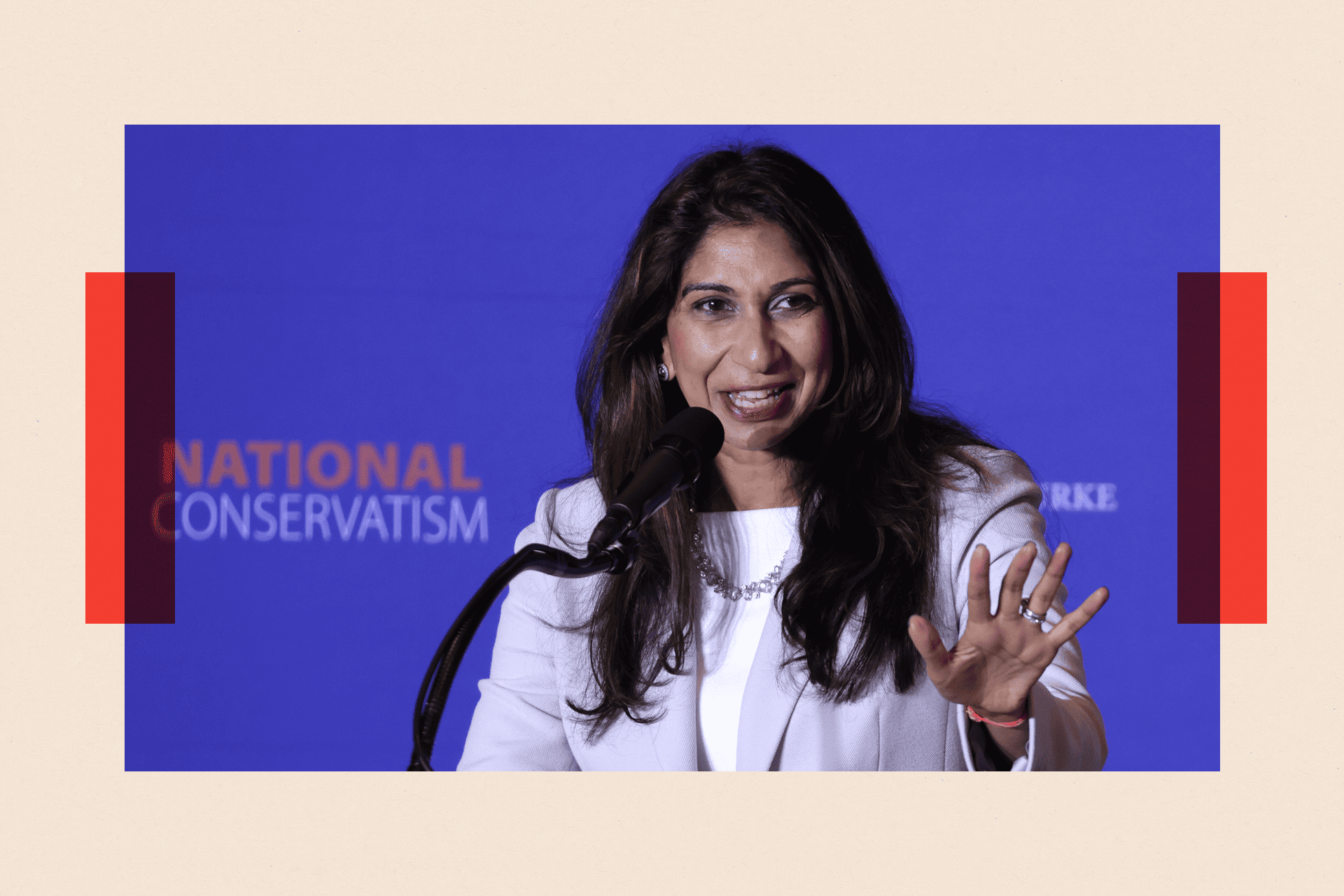 Suella Braverman speaks during the National Conservatism Conference on 8 July 8 2024 in Washington DC, US.