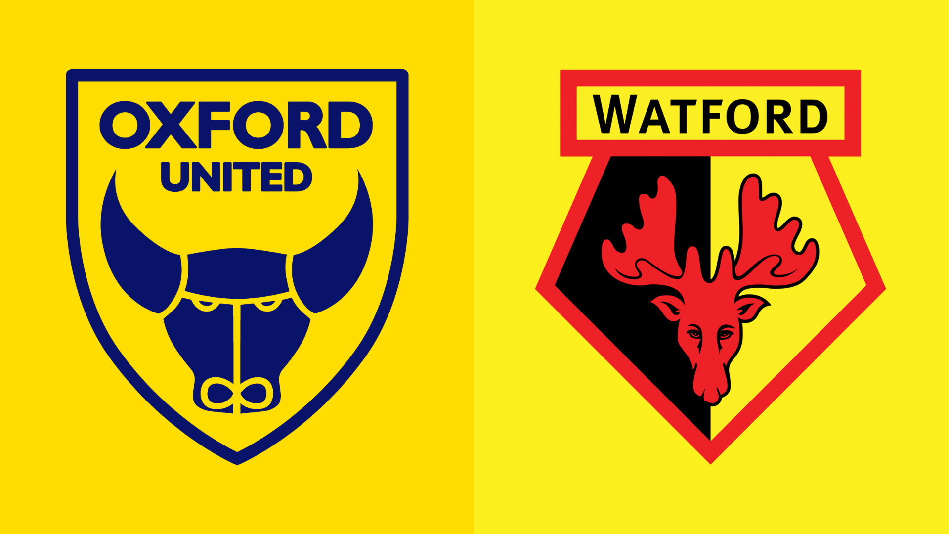 Side-by-side of Oxford United and Watford club badges