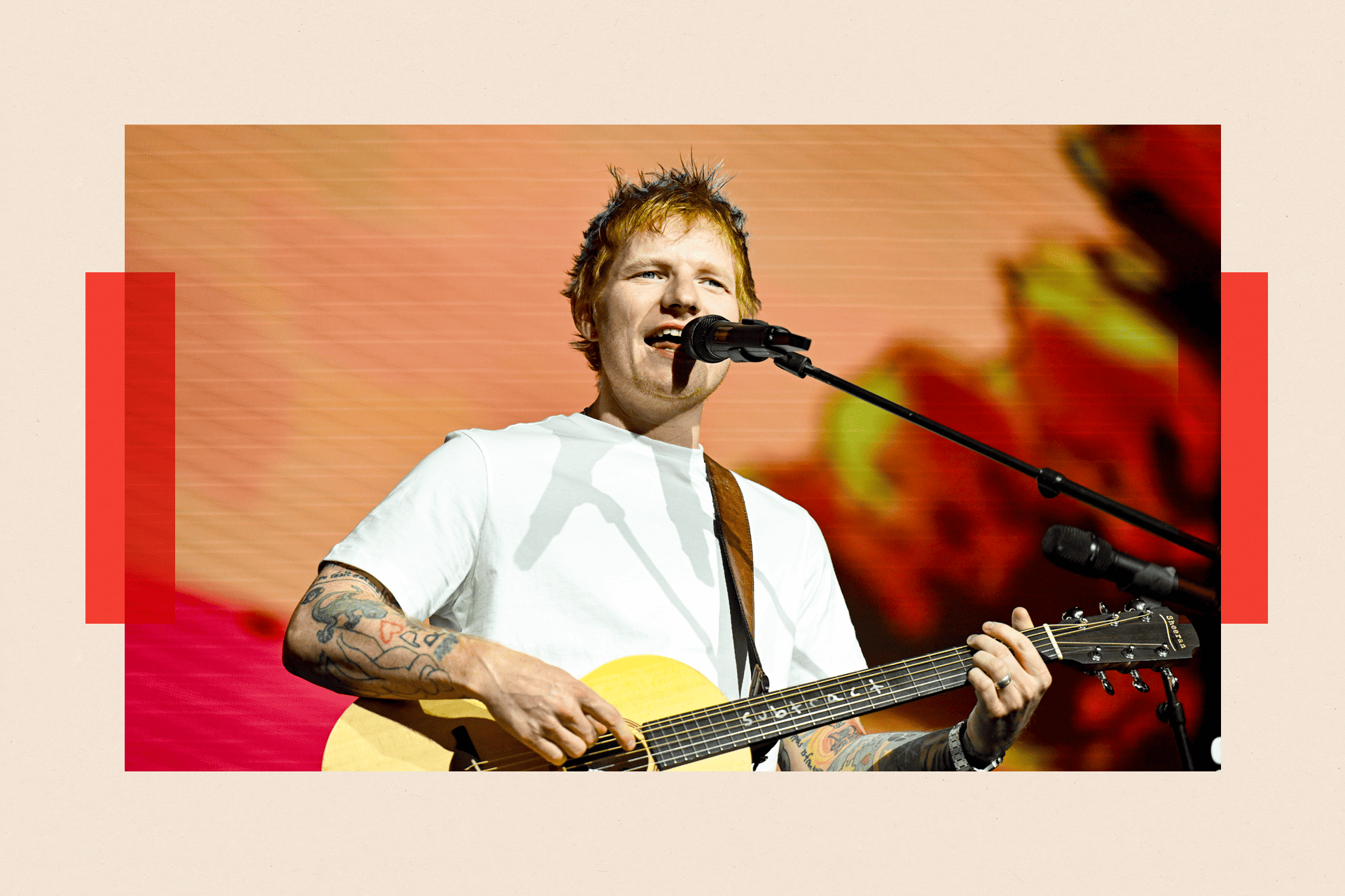 Ed Sheeran performs onstage at the 2025 Coachella Festival in Indio, California.