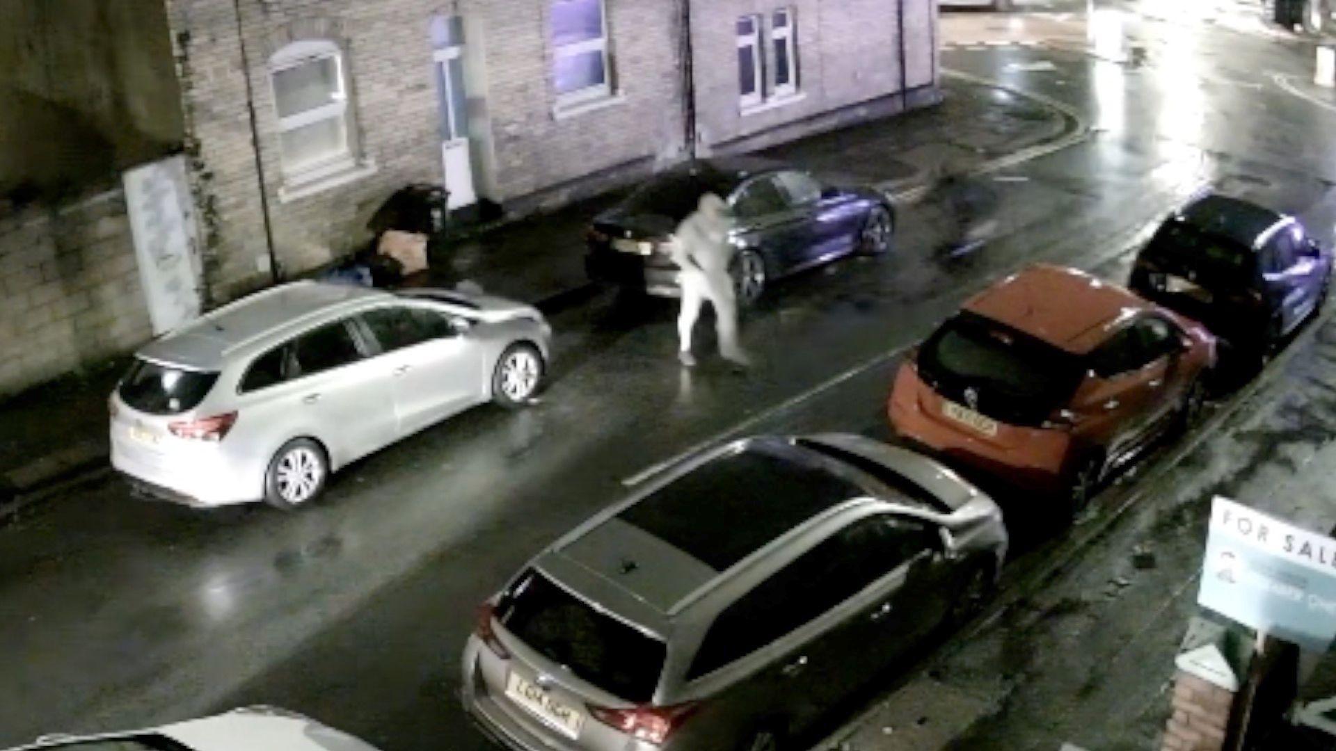 CCTV shows Sam Bevan stepping out into a road moments before an electric bike hit him