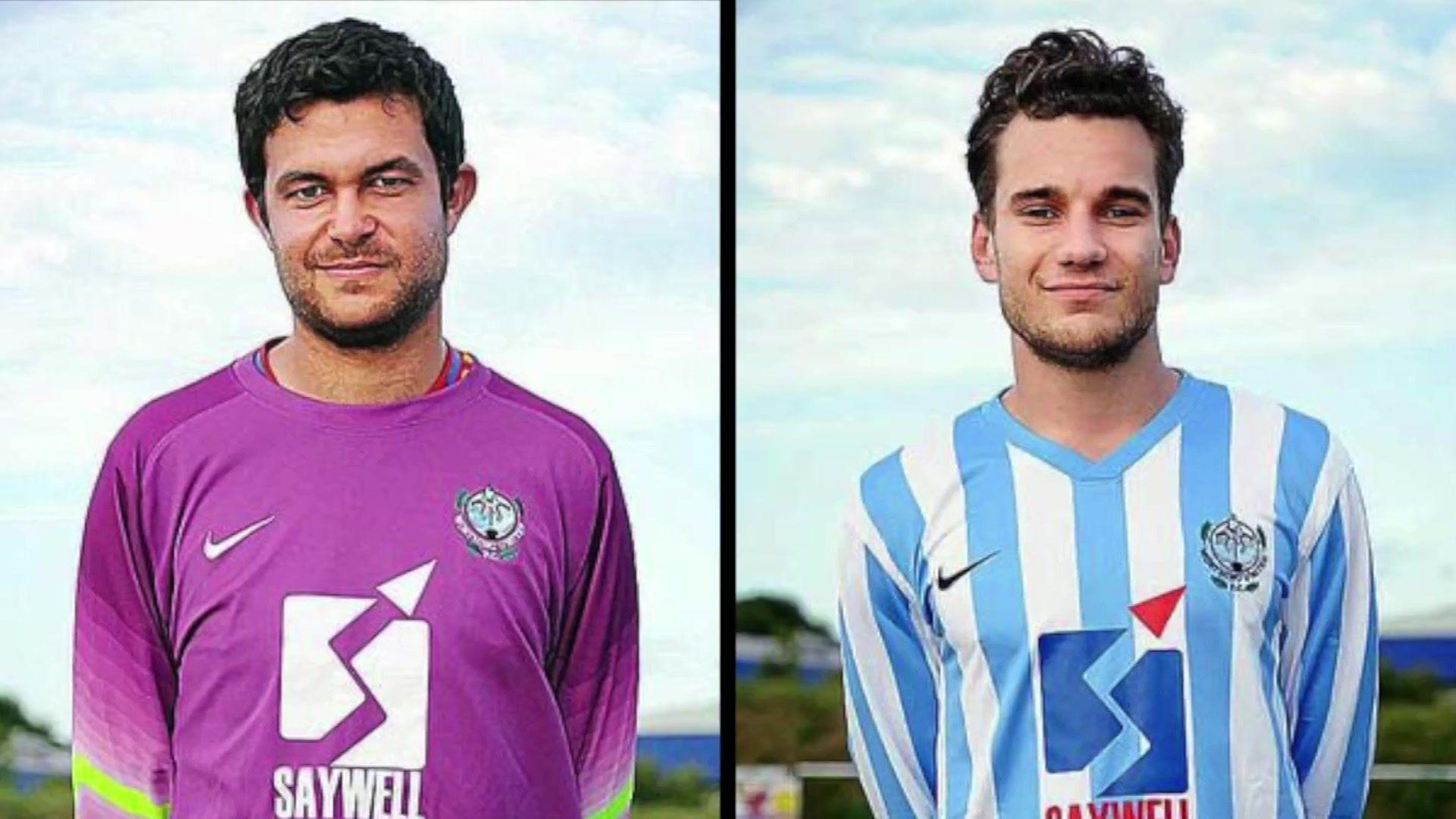 Photos of Worthing United FC players Jacob Schilt and Matthew Grimstone who were killed when a Hawker Hunter jet crashed on the A27 during the Shoreham Air Show in August 2015