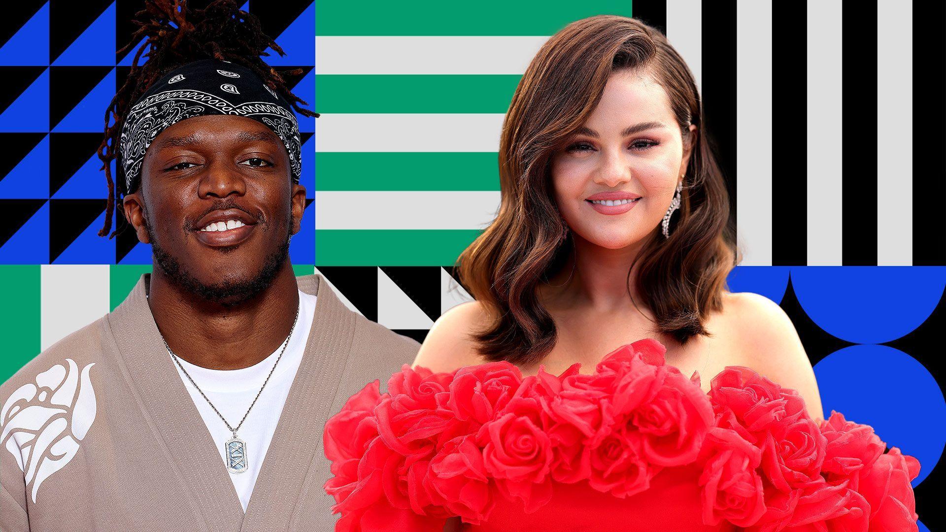 A composite image of KSI and Selena Gomez