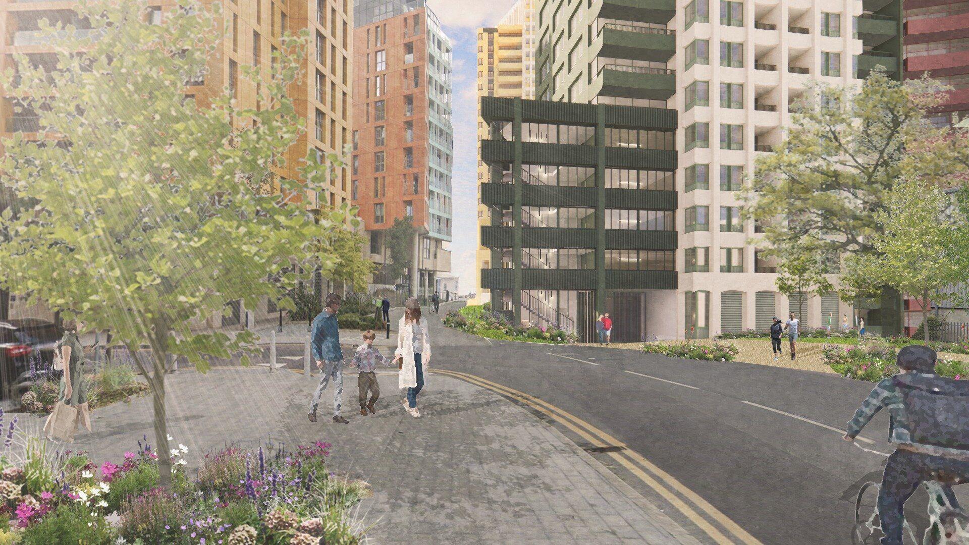 A CGI of the project as seen from Telcon Way