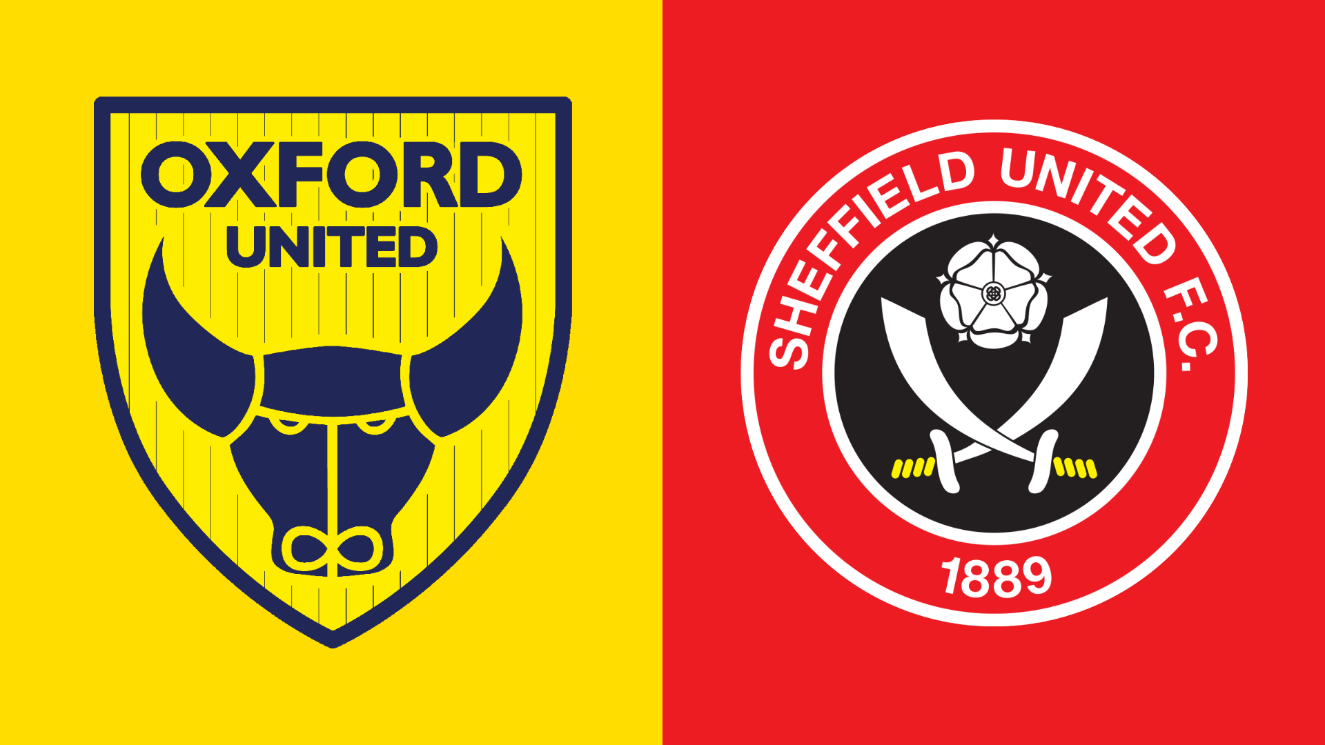 Side-by-side of Oxford United and Sheffield United club badges