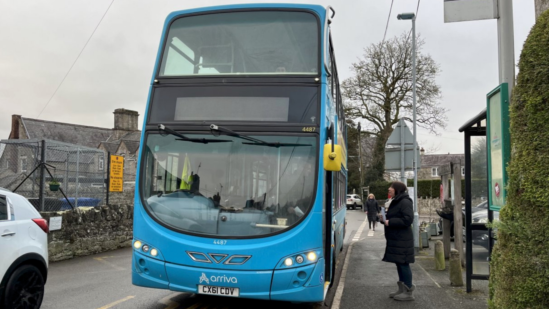 A bus at a bus stop