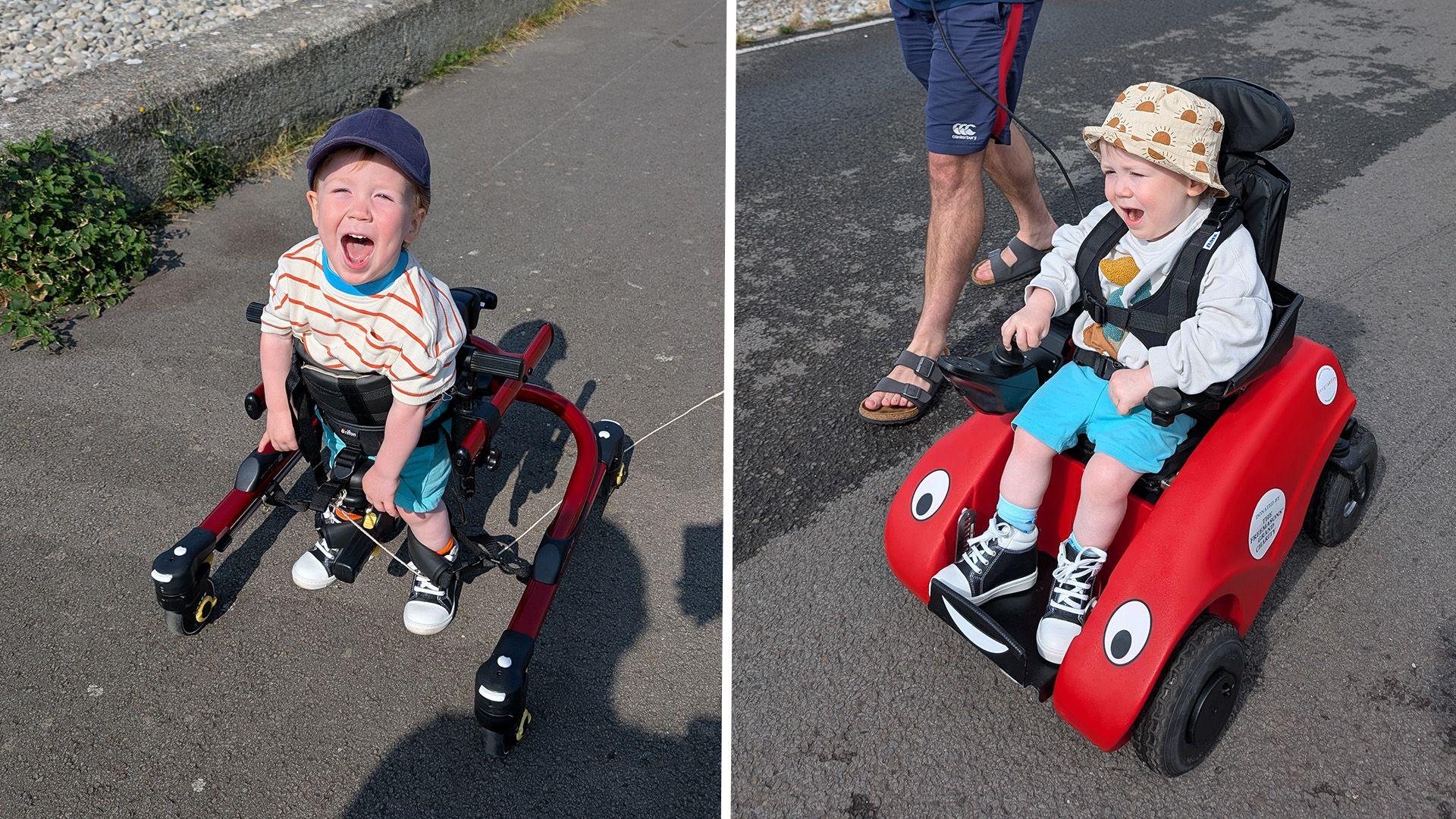 Mae gan Hopcyn offer arbenigol sy'n ei helpu i gerdded a symud