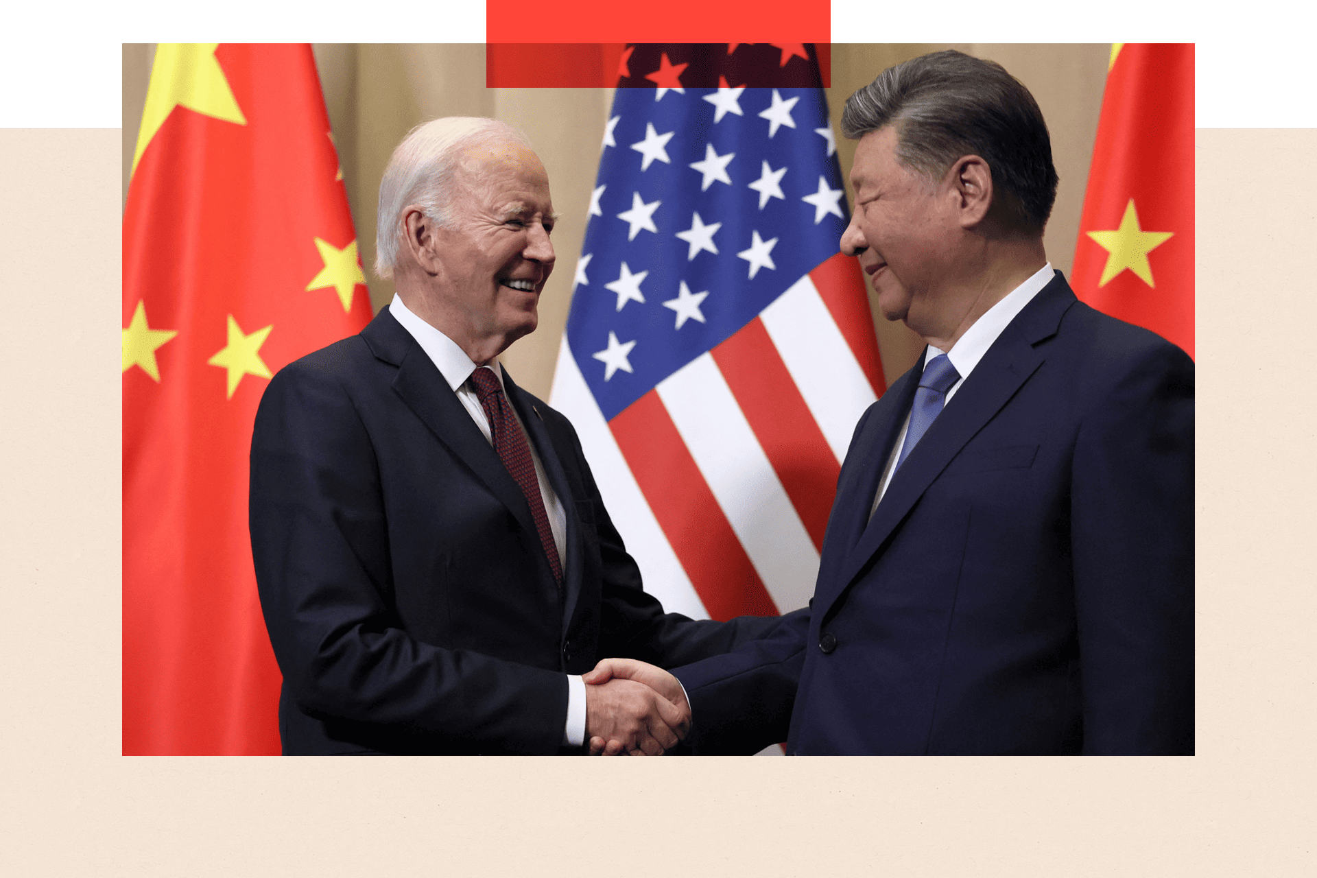 Former US President Joe Biden shaking hands with China's President Xi Jinping