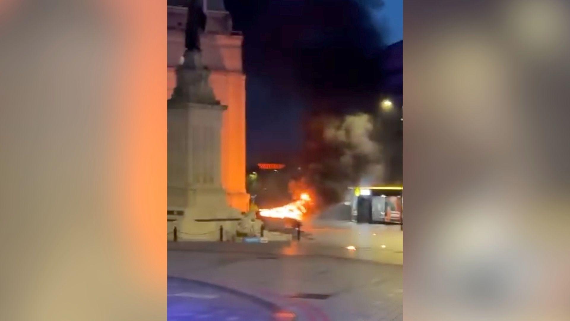 Car burns near Luton town hall.