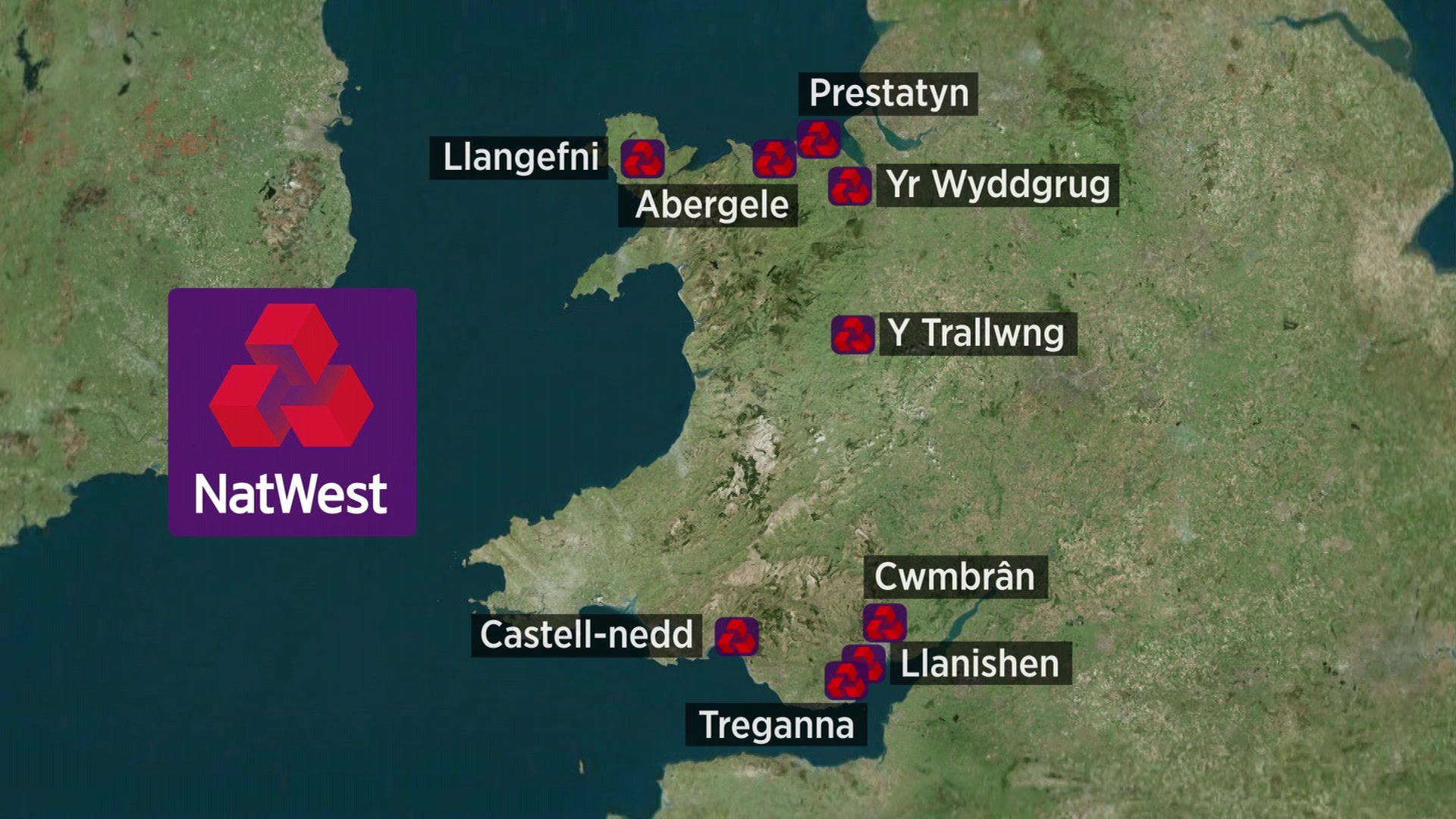 Map o fanciau Natwest sy'n cau