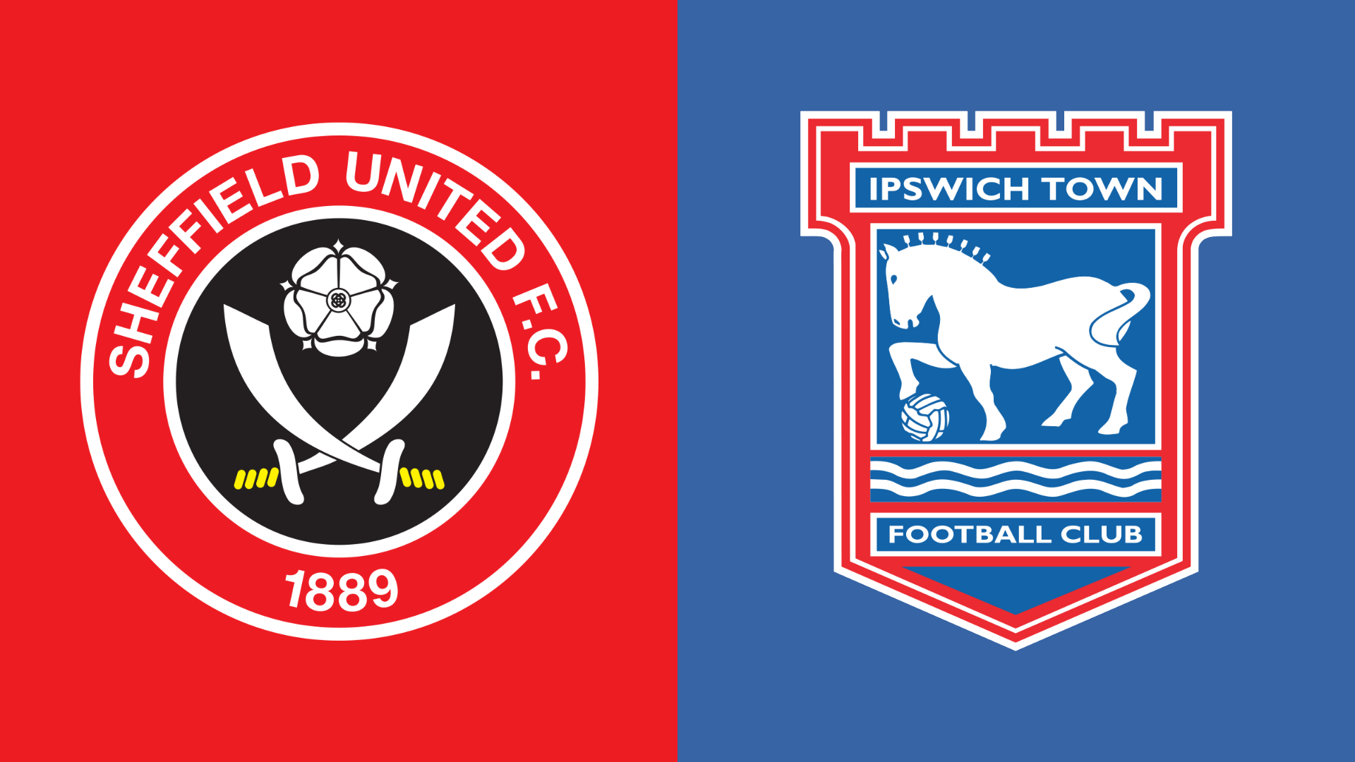 Side-by-side of Sheffield United and Ipswich Town club badges