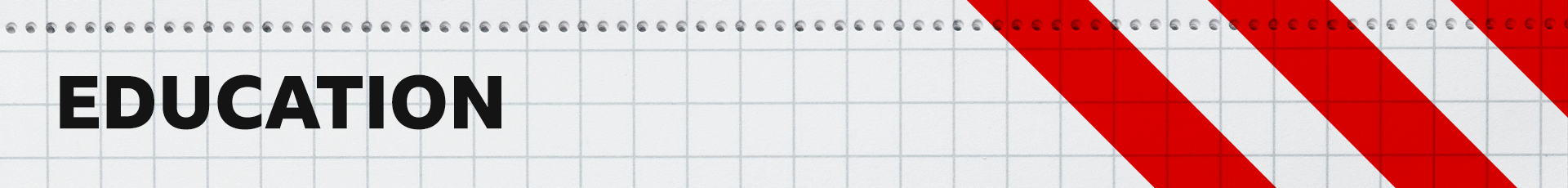 A designed red and white banner image with the title 'education'.