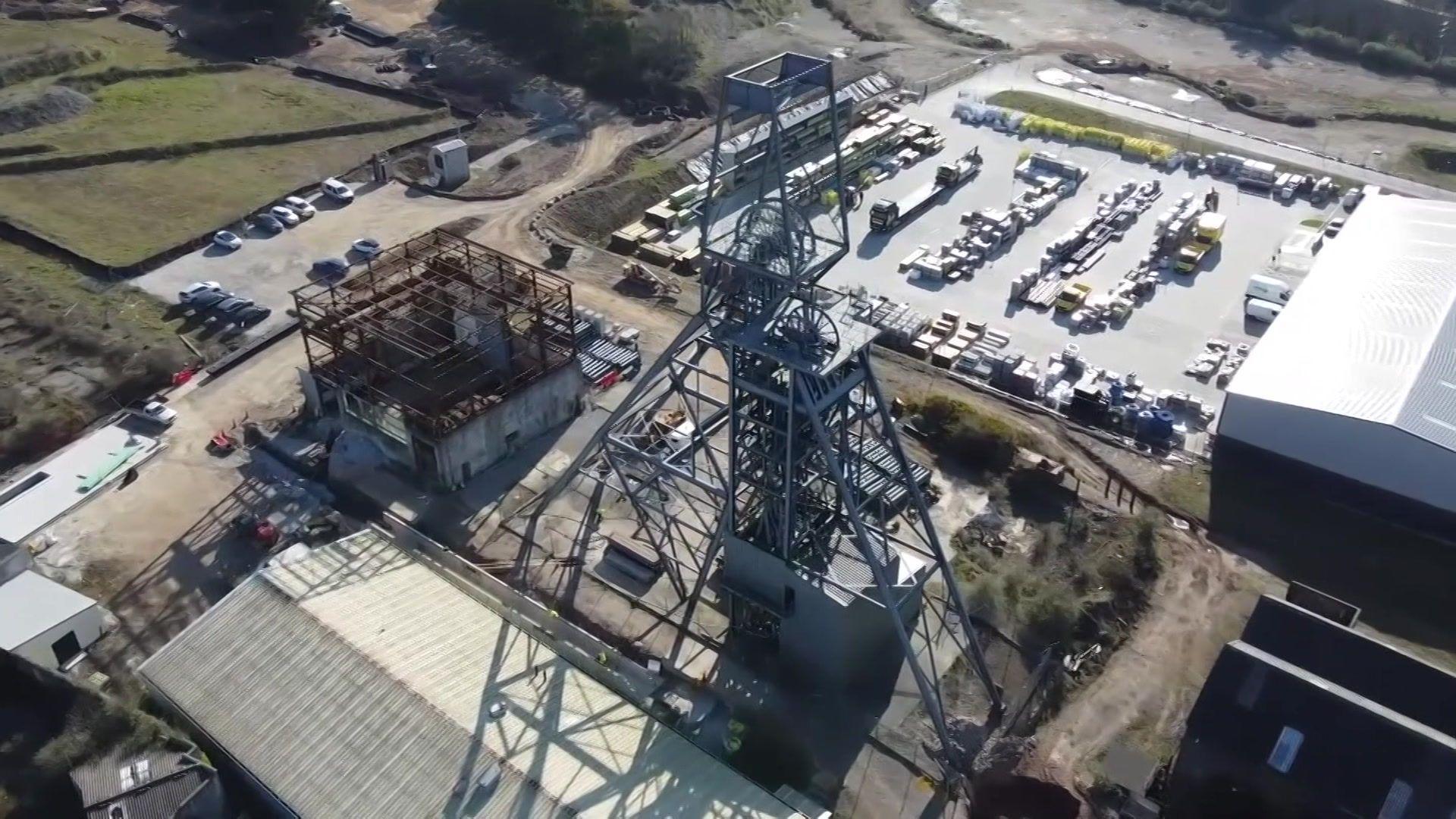 Aerial shot of a mining site in Cornwall