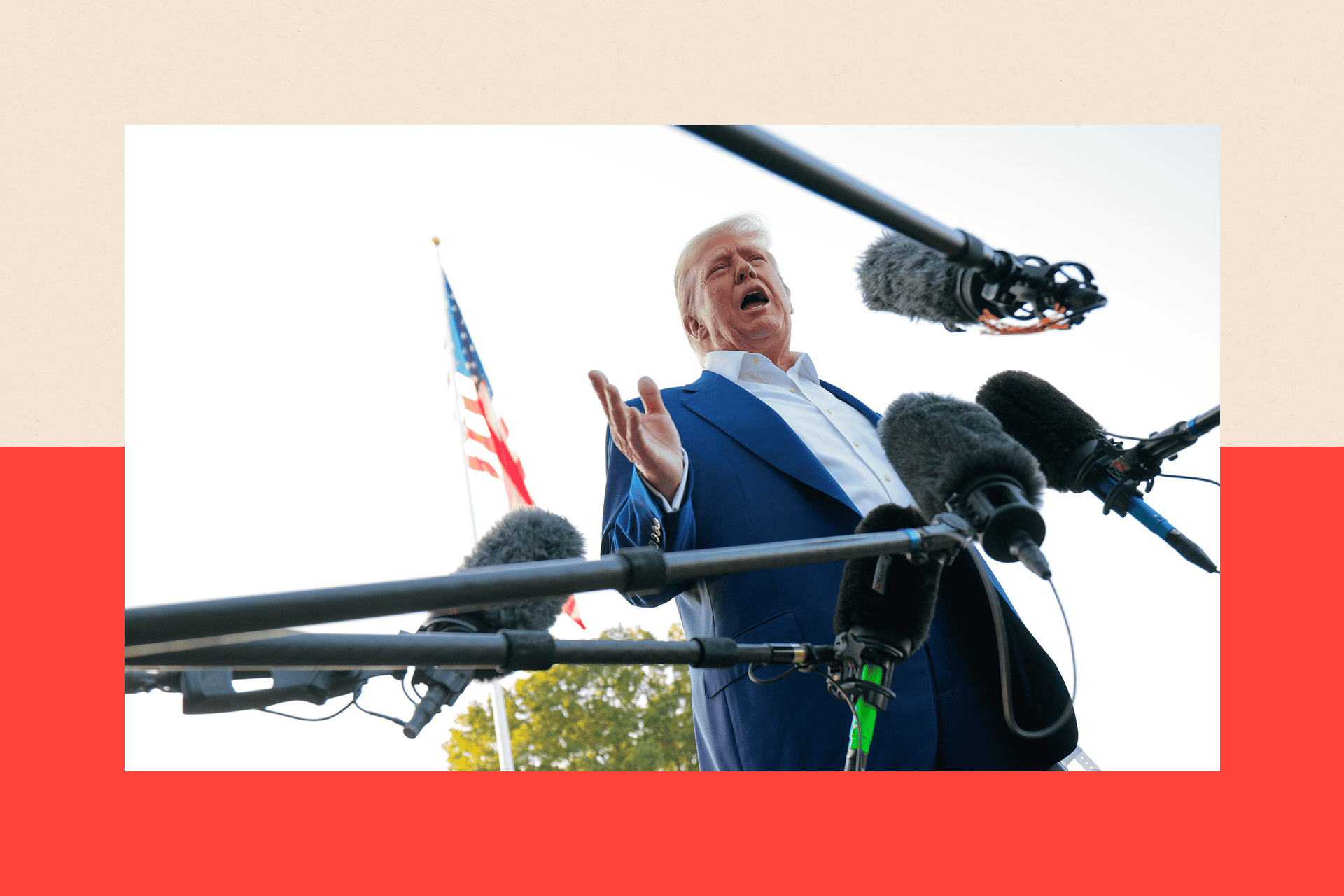 Donald Trump speaks to reporters