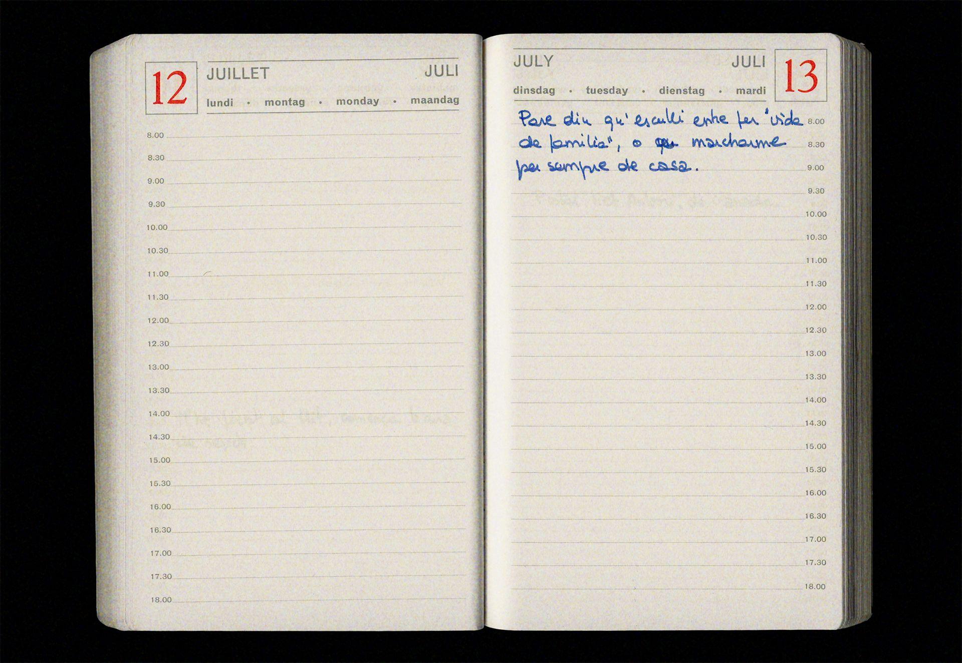 Mariona's diary open on the entry page for 13th July