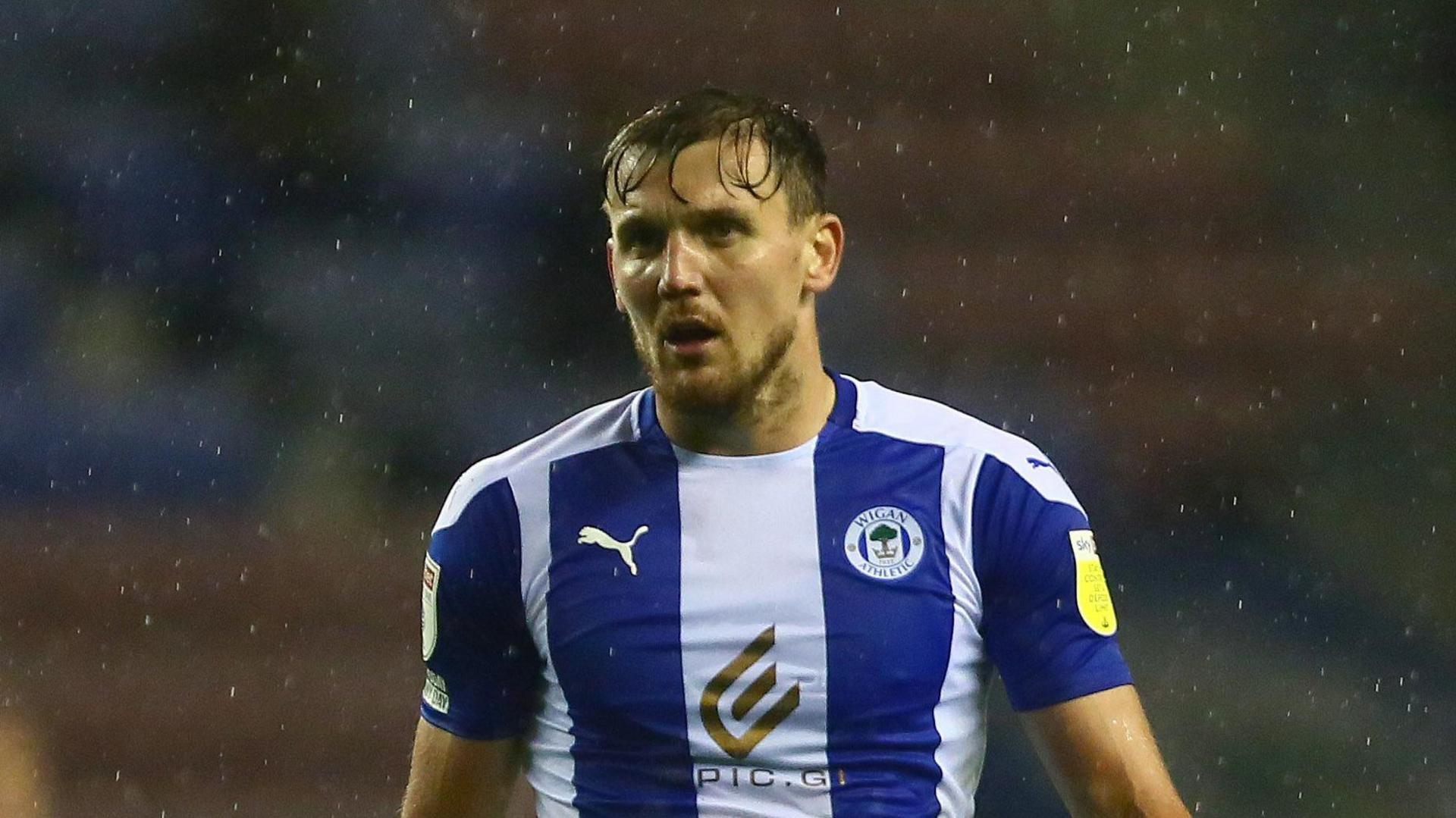 Charlie Wyke playing for Wigan Athletic in September 2021