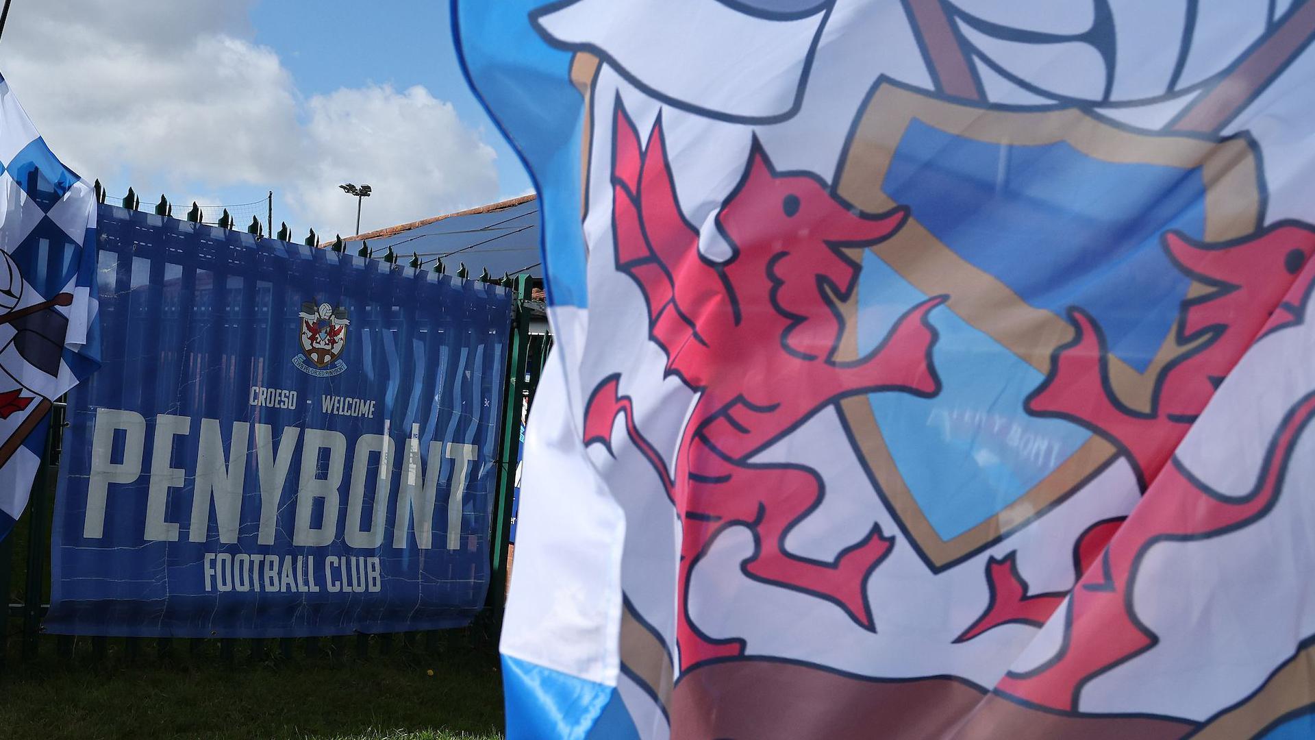 Penybont banners on display at their home stadium