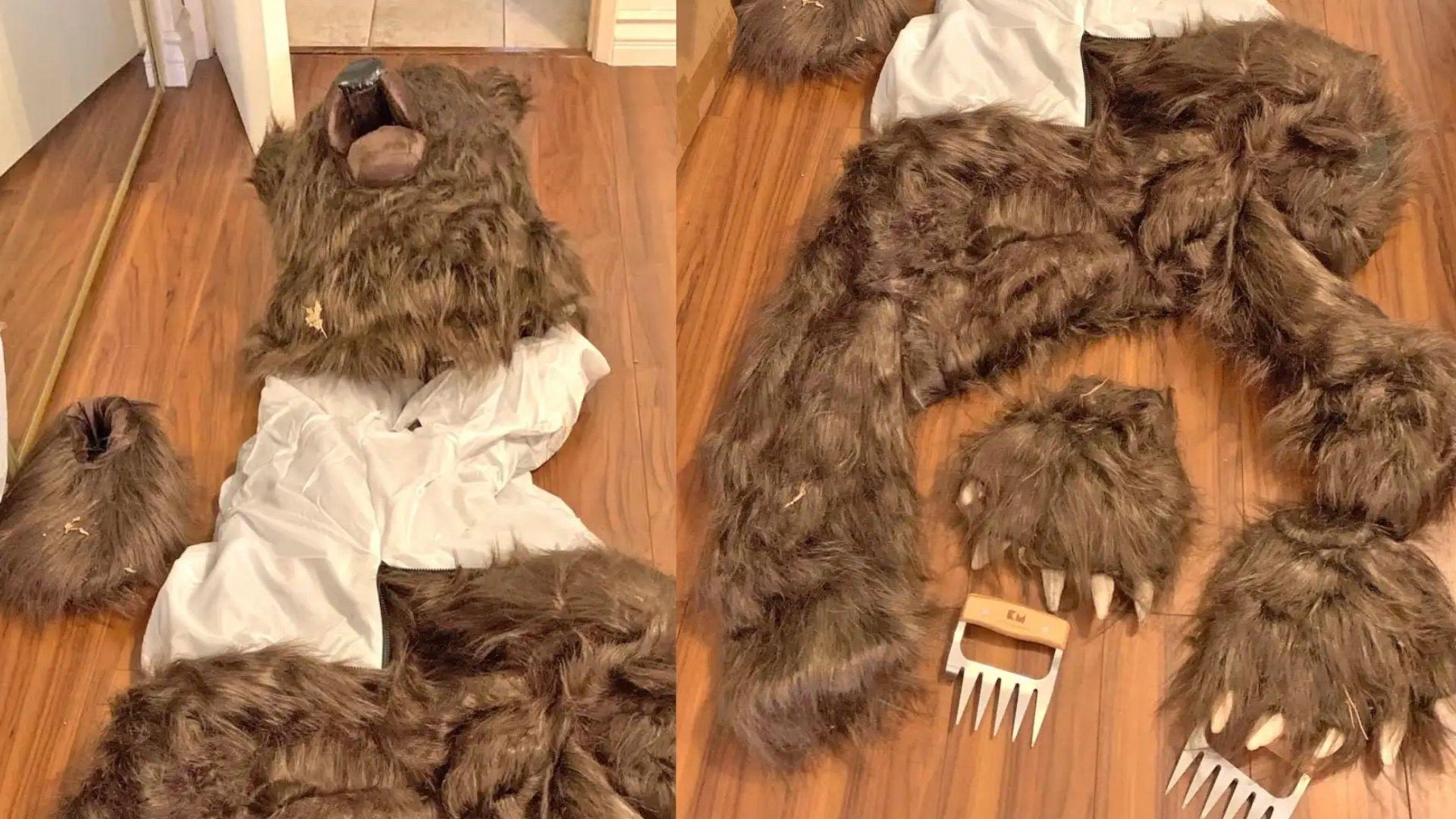 The bear costume used in an alleged insurance fraud scam