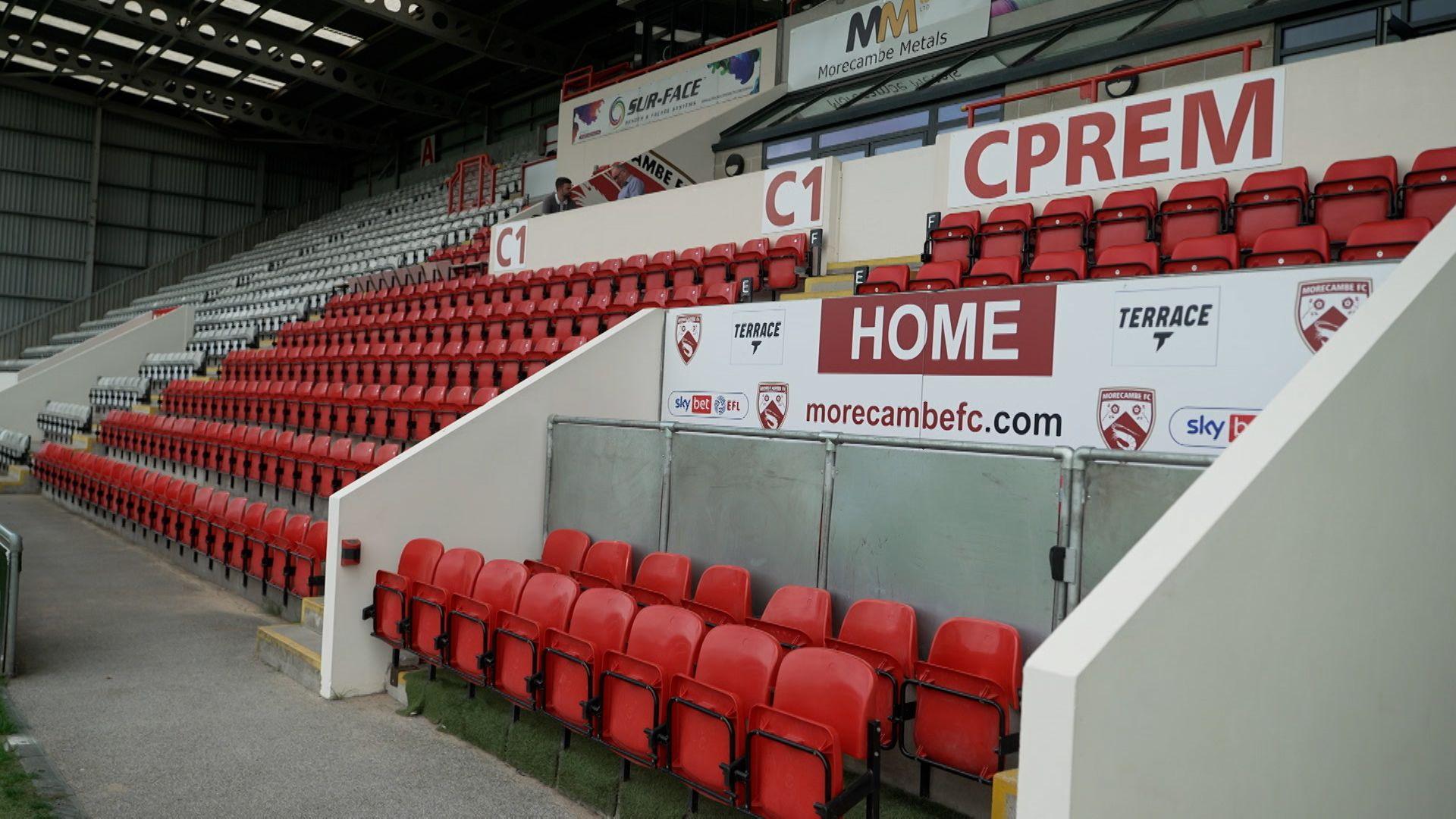 The home dugout at Morecambe's Mazuma Mobile Stadium