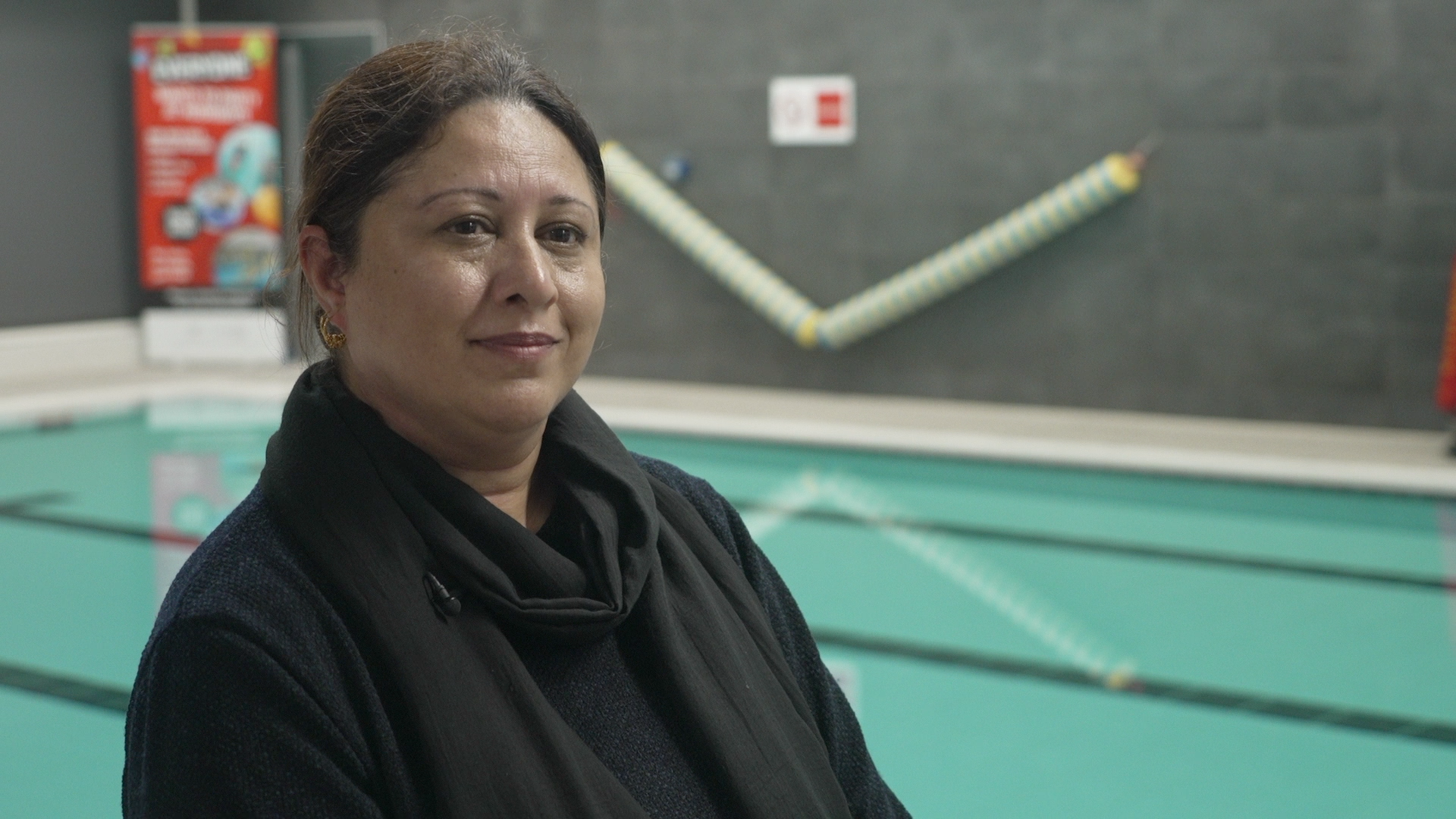 Tahira runs the swim sessions, encouraging the women to get involved