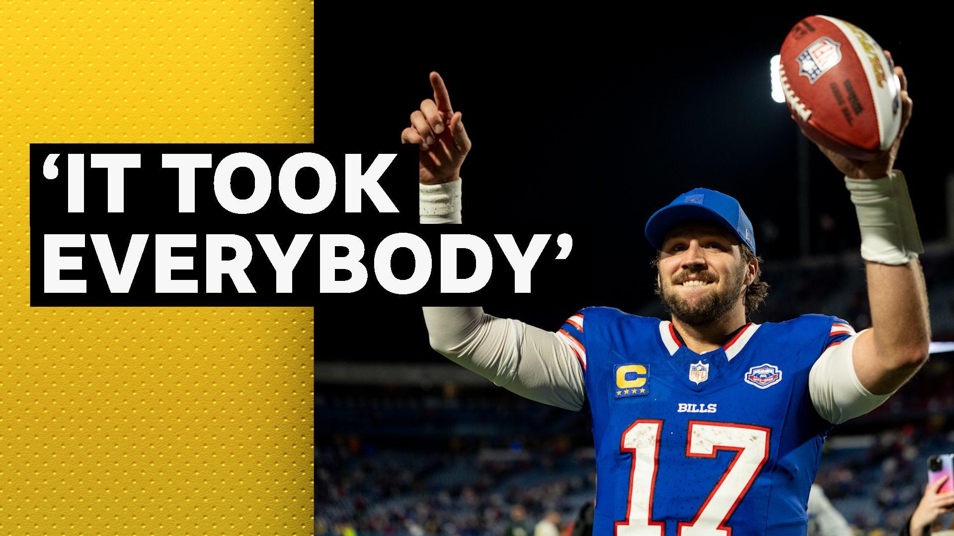 Josh Allen celebrates after Buffalo's thrilling win over Baltimore