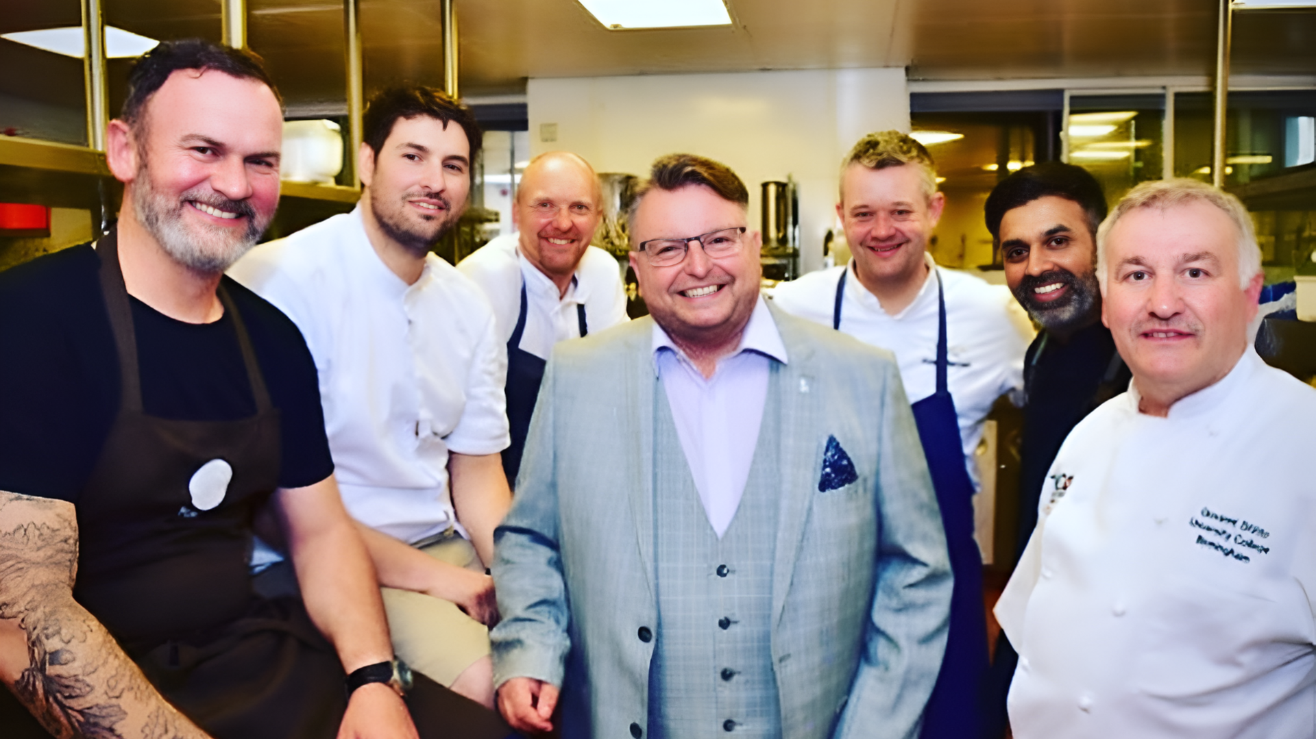 Matt Davies (centre) surrounded by some of Birmingham's best known chefs including Glynn Purnell and Aktar Islam