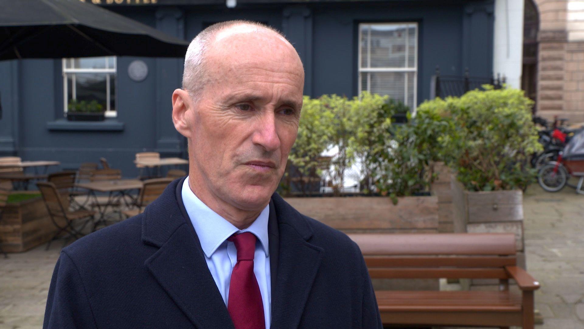 Deputy Jonathan Renouf in Jersey's Royal Square