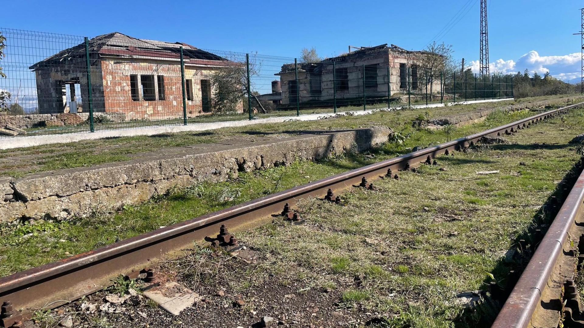 The bombed out station and disused railway line at Shindisi where a famous battle with Russia's army left 17 Georgian soldiers dead