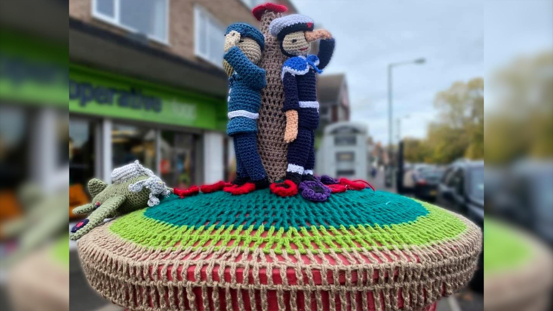 Personell at sea are remembered in this postbox topper in Pelsall, Walsall.