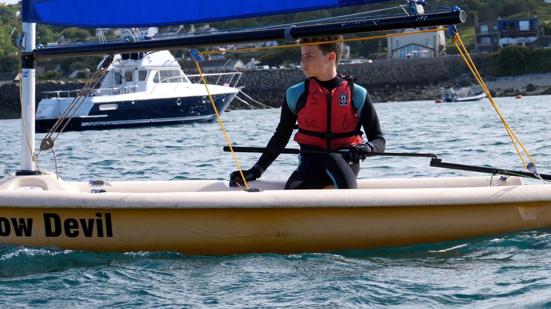 George sailing in Alderney