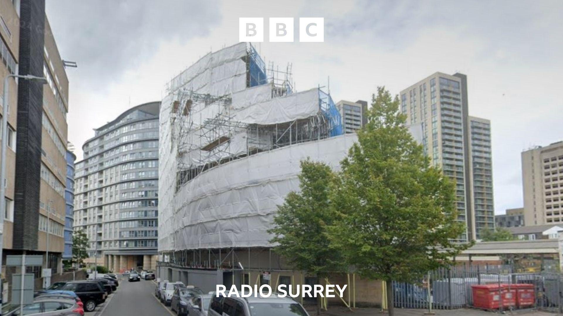 Eastgate in Woking covered in scaffolding