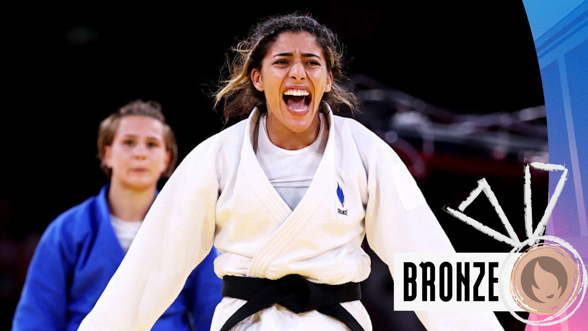 France's Shirine Boukli celebrates bronze medal