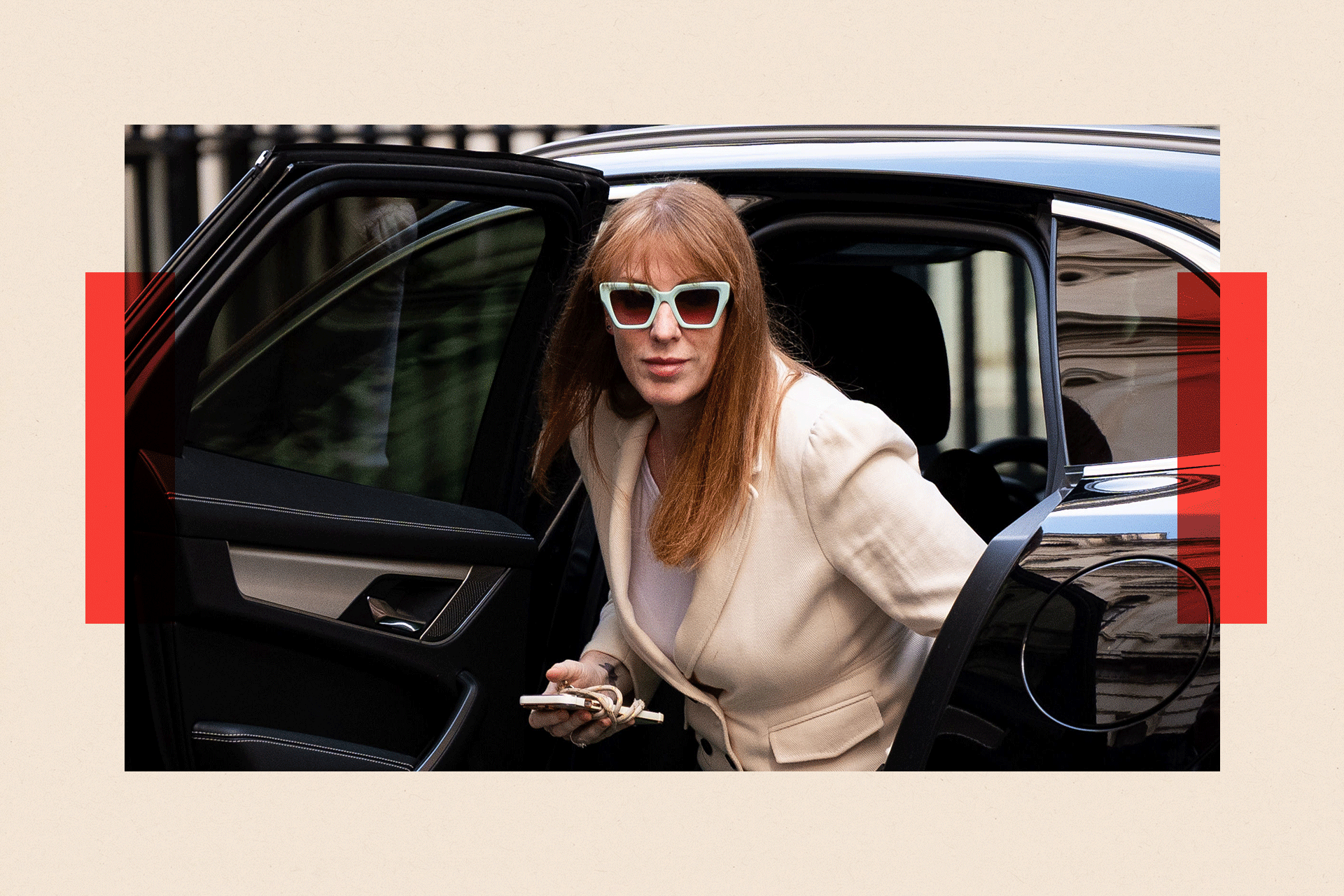 Angela Rayner wearing sunglasses as she arrives in Downing Street, London, for a Cabinet meeting