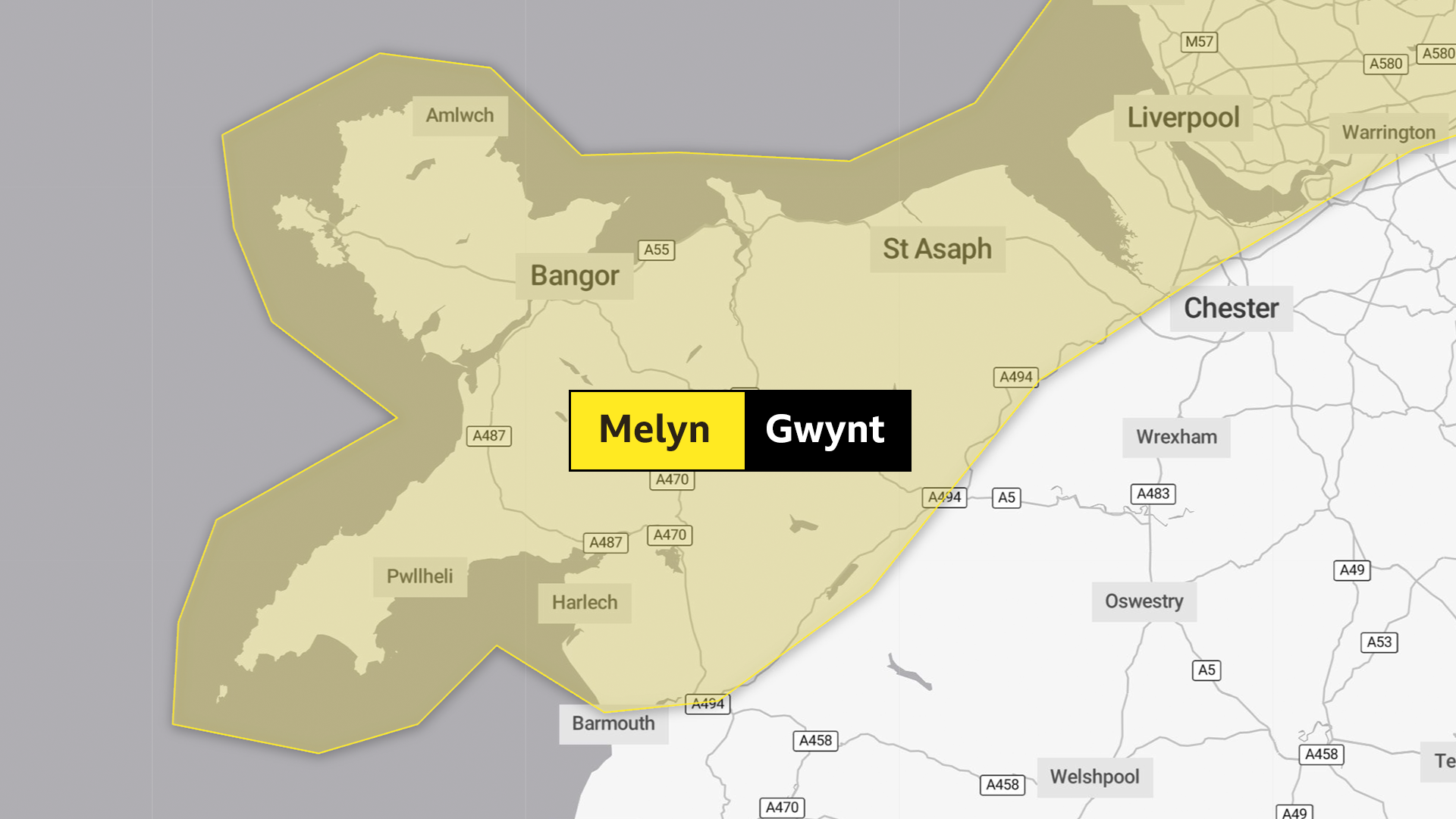 Map rhybudd melyn