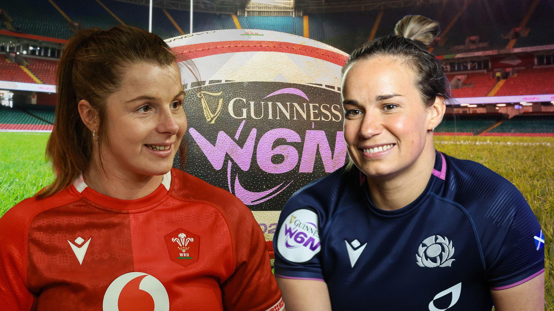 Rival captains Kate Williams of Wales and Scotland's Rachel Malcolm
