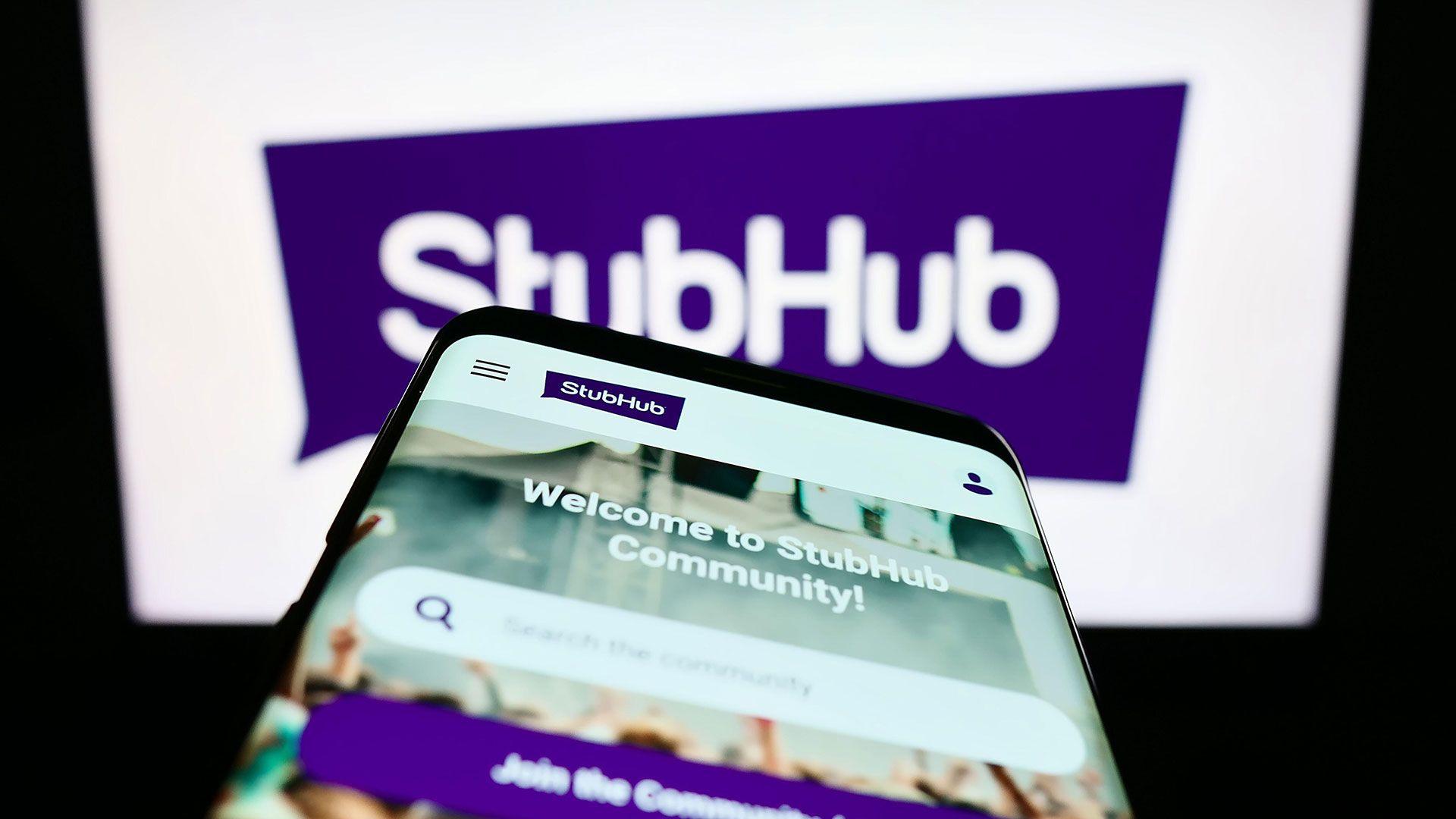 Stub Hub logo on smartphone and logo on computer screen