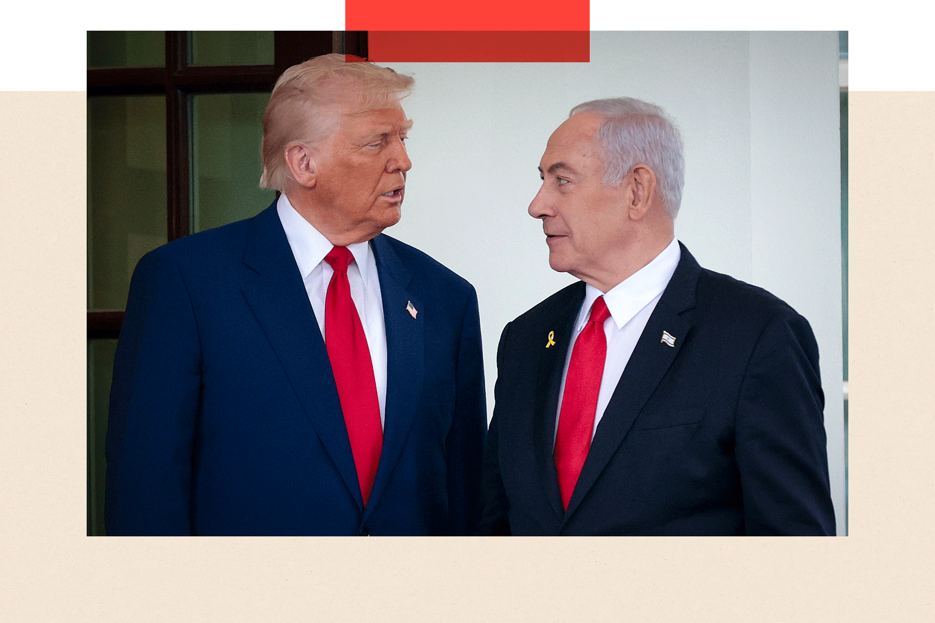 A shot of Donald Trump and Benjamin Netanyahu