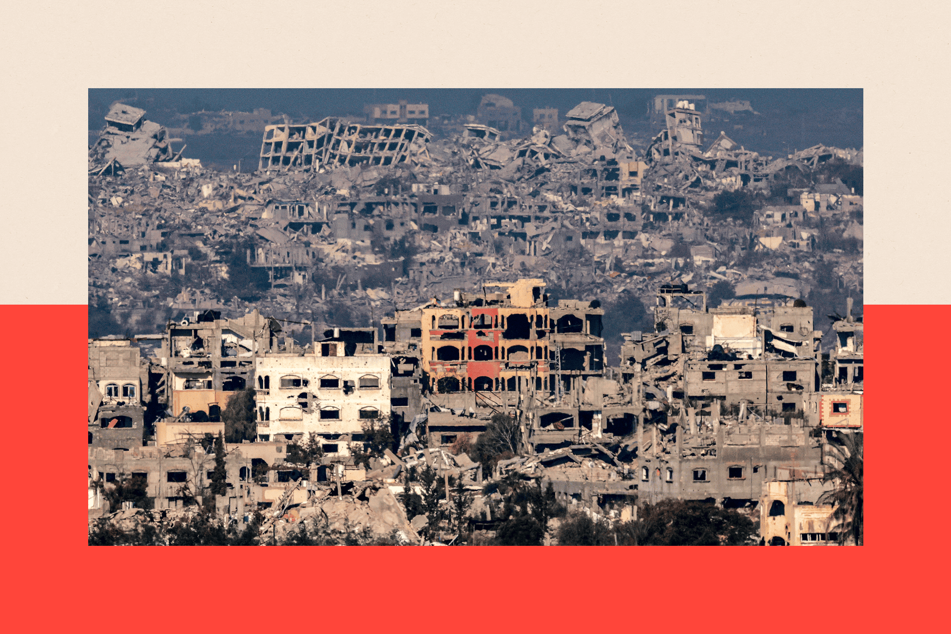 Picture taken from the Israeli side of the border shows destroyed buildings in the northern Gaza Strip on January 13, 2025