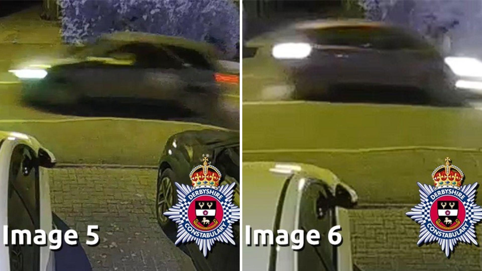 Two CCTV stills of cars in motion