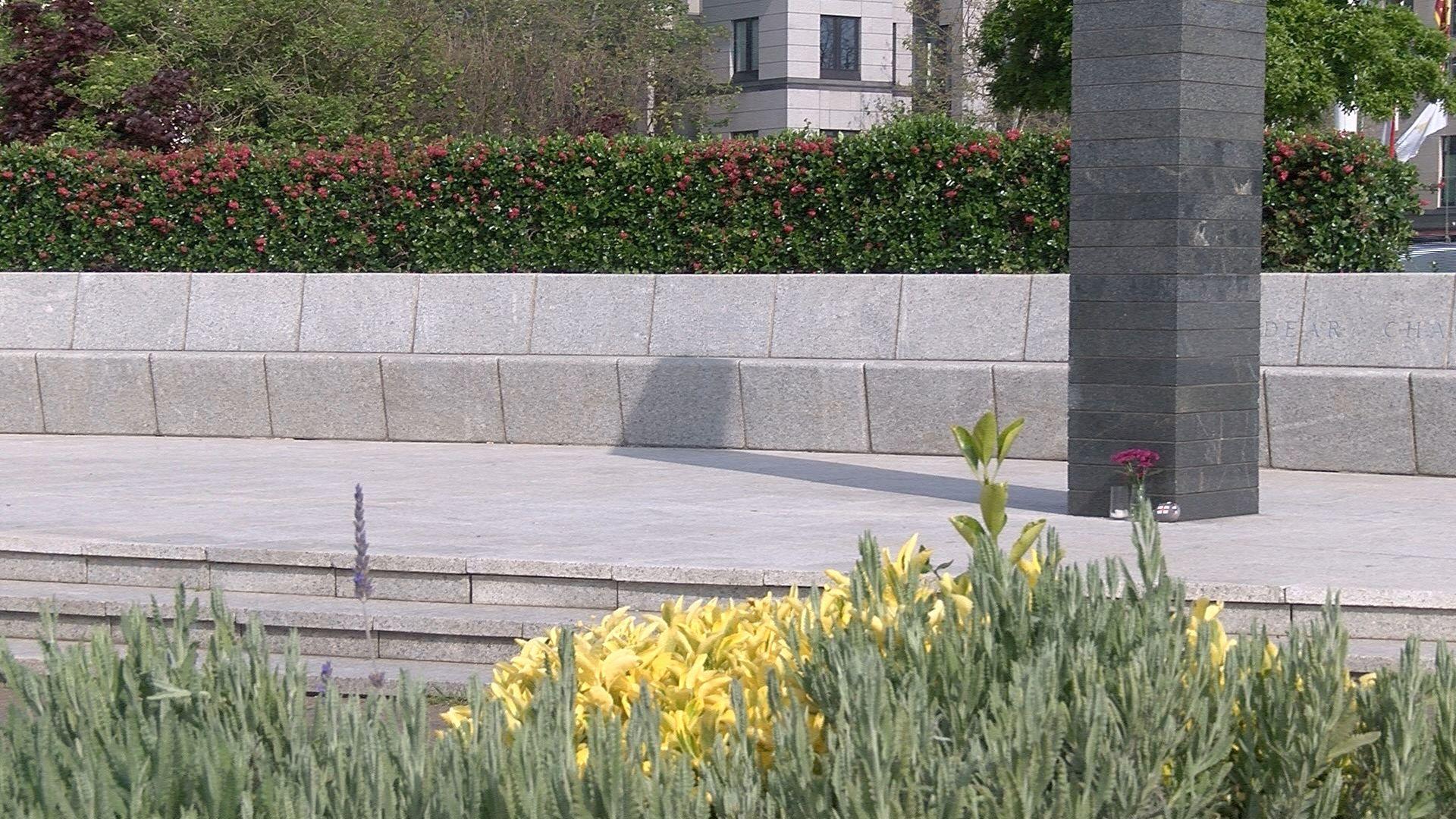 Liberation Monument with plants in front