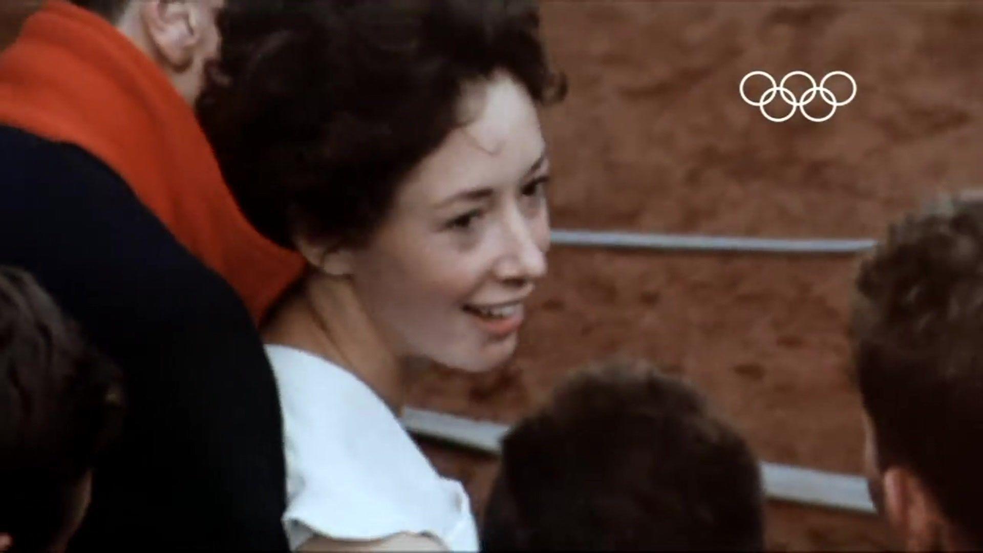 Anne Packer pictured next to the athletics track