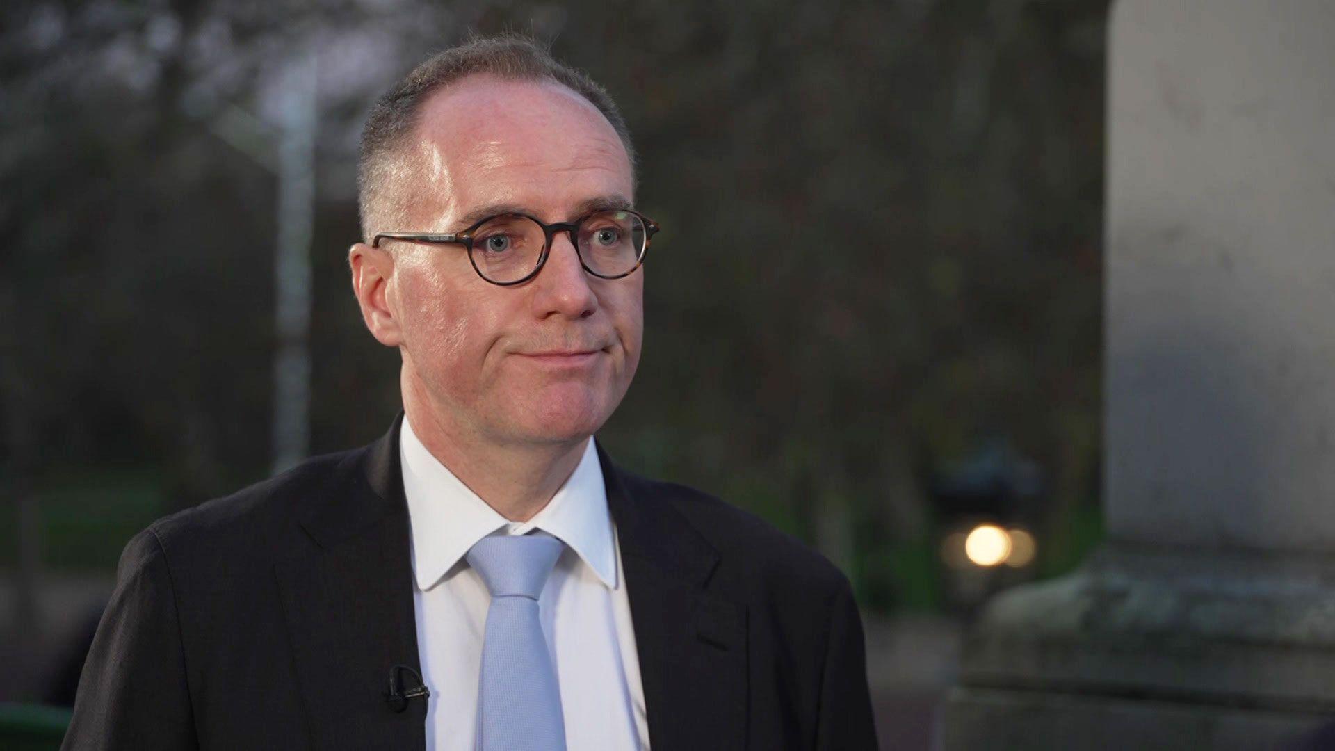 OBR chairman Richard Hughes being interviewed for BBC News