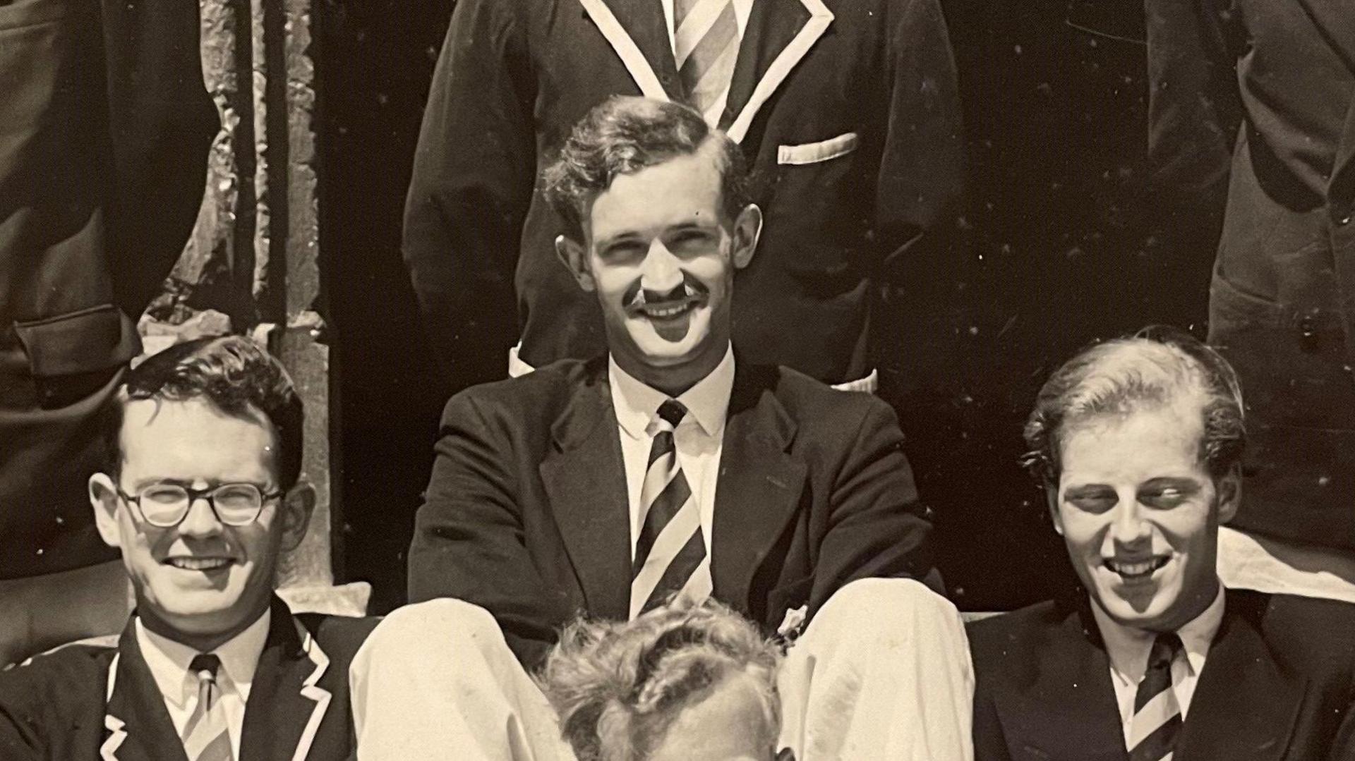 A young Noel Philo poses for a group photo while at university at Oxford.